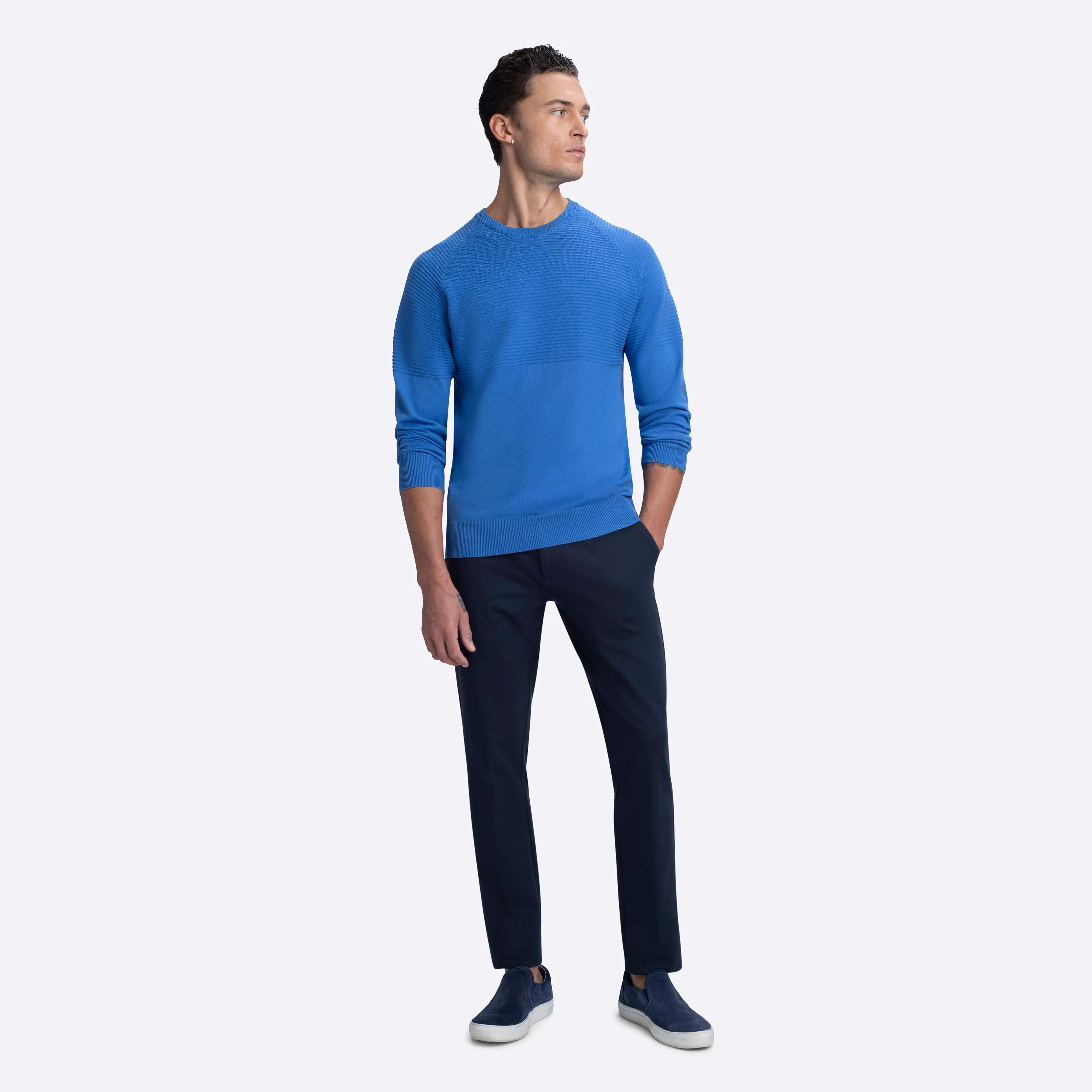 Solid & Stripe Combo Crew Neck Sweater sold by Bugatchi product image thumbnail 5
