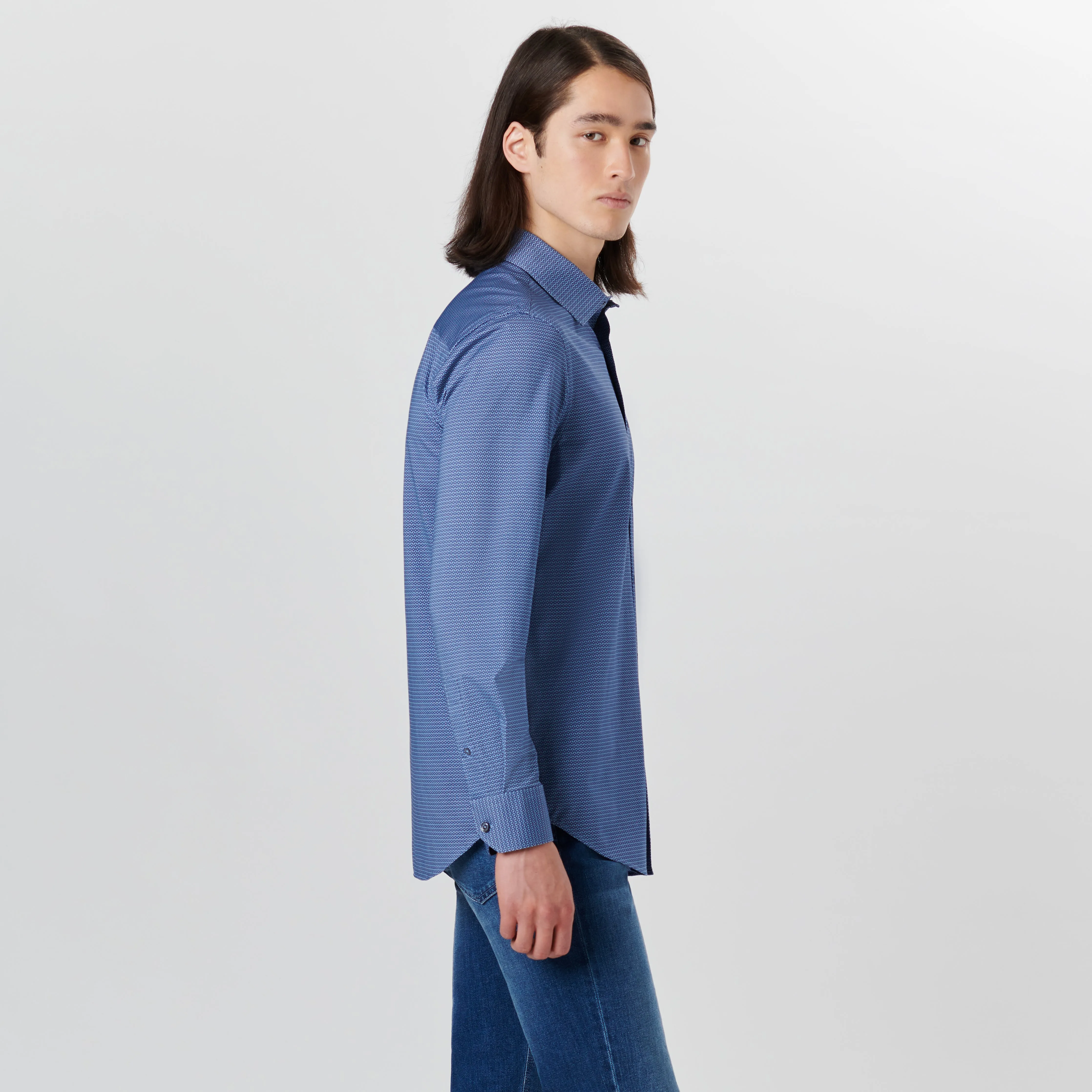 JAMES Geometric Print OoohCotton Shirt sold by Bugatchi product image thumbnail 3