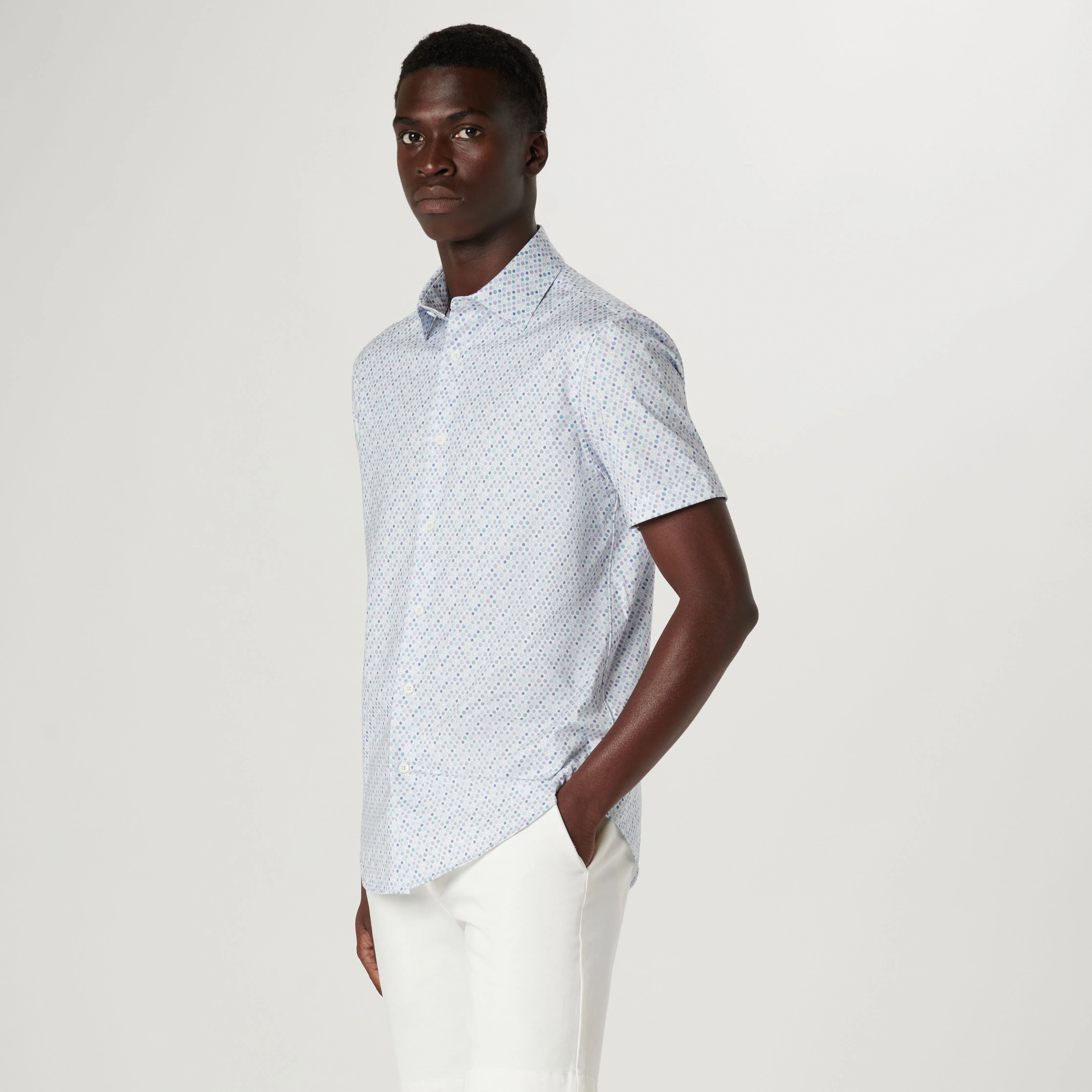 Miles Geometric OoohCotton Short Sleeve Shirt sold by Bugatchi product image thumbnail 3
