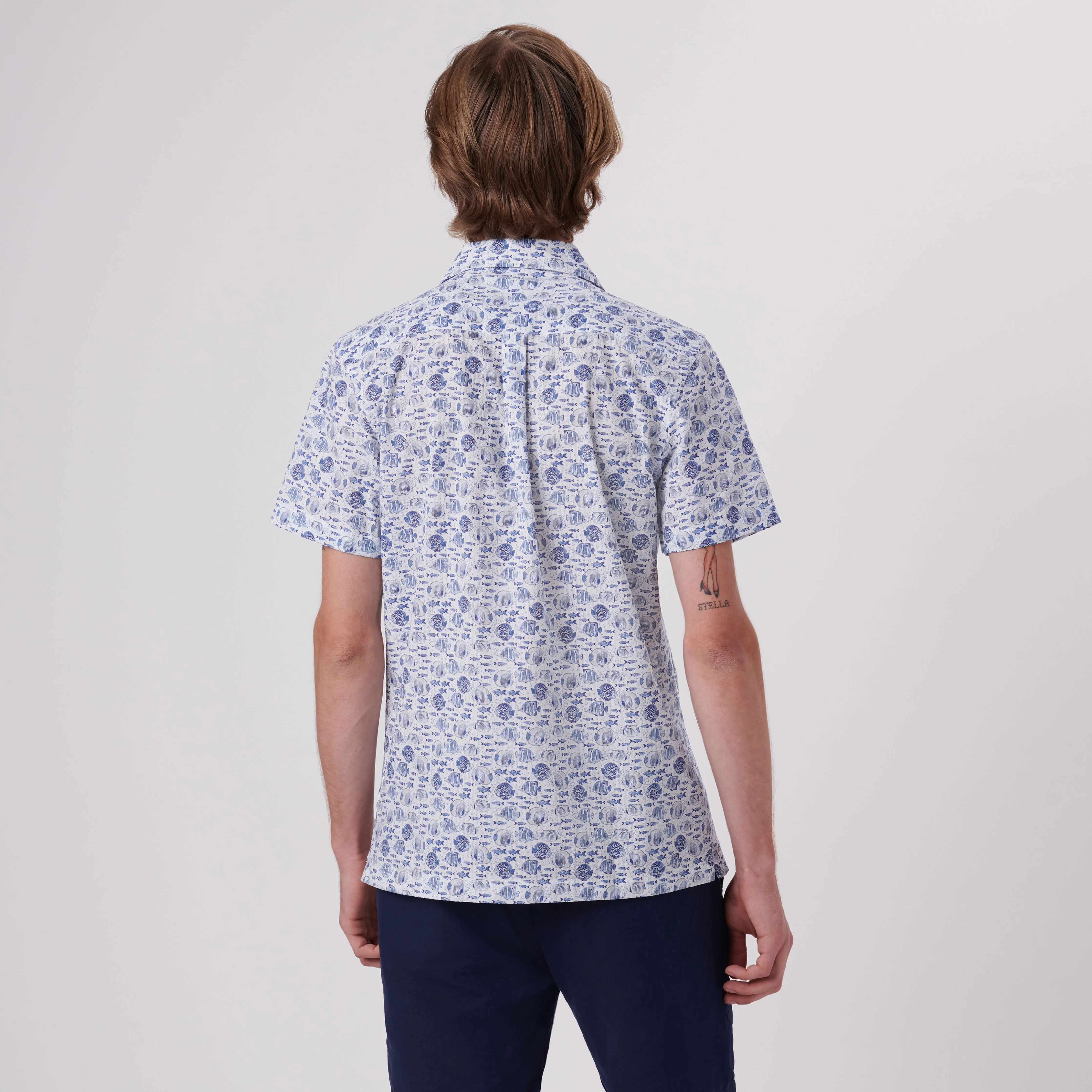 Jackson Fish Print Short Sleeve Shirt sold by Bugatchi product image thumbnail 4