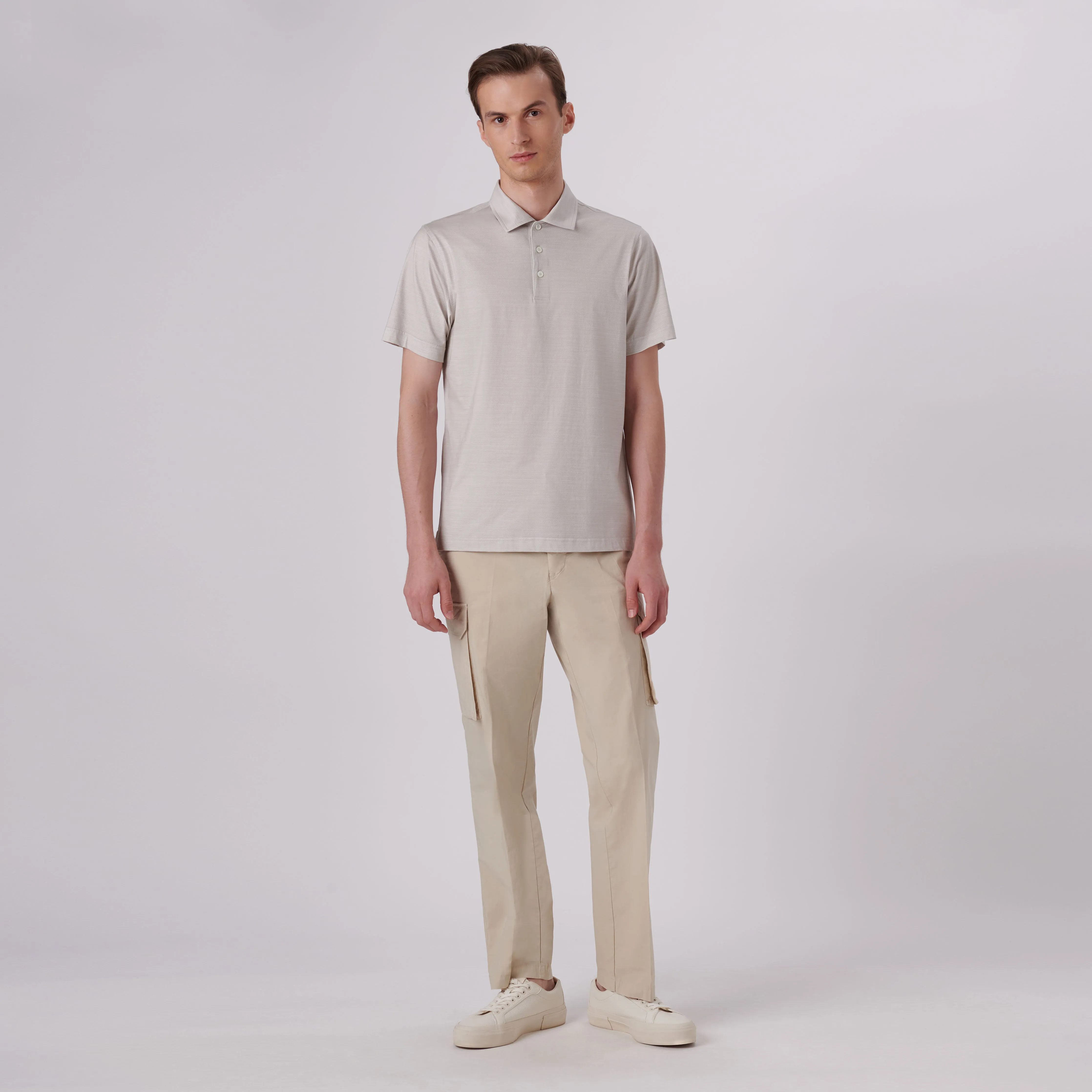 Victor Striated Print OoohCotton Polo sold by Bugatchi product image thumbnail 5