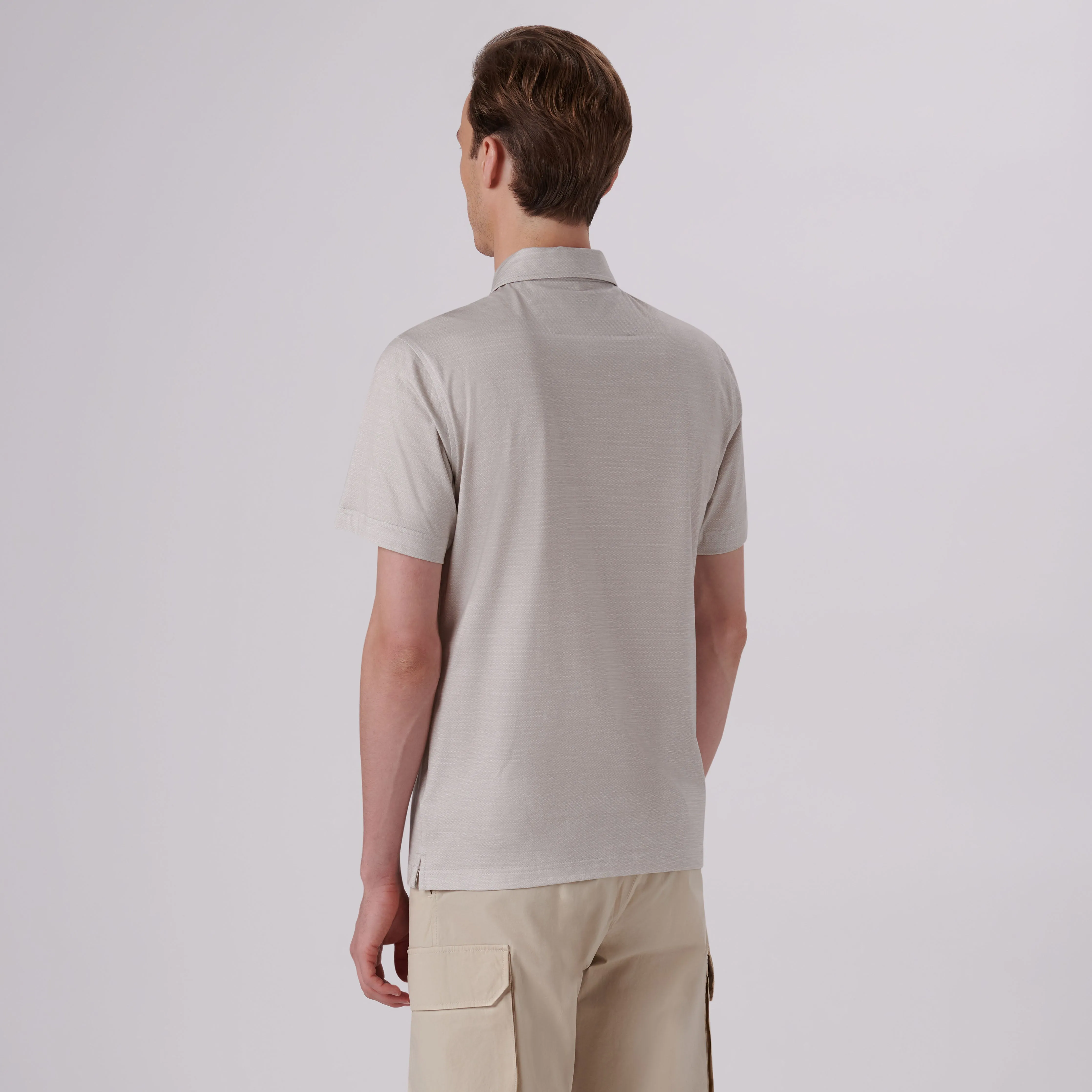 Victor Striated Print OoohCotton Polo sold by Bugatchi product image thumbnail 4