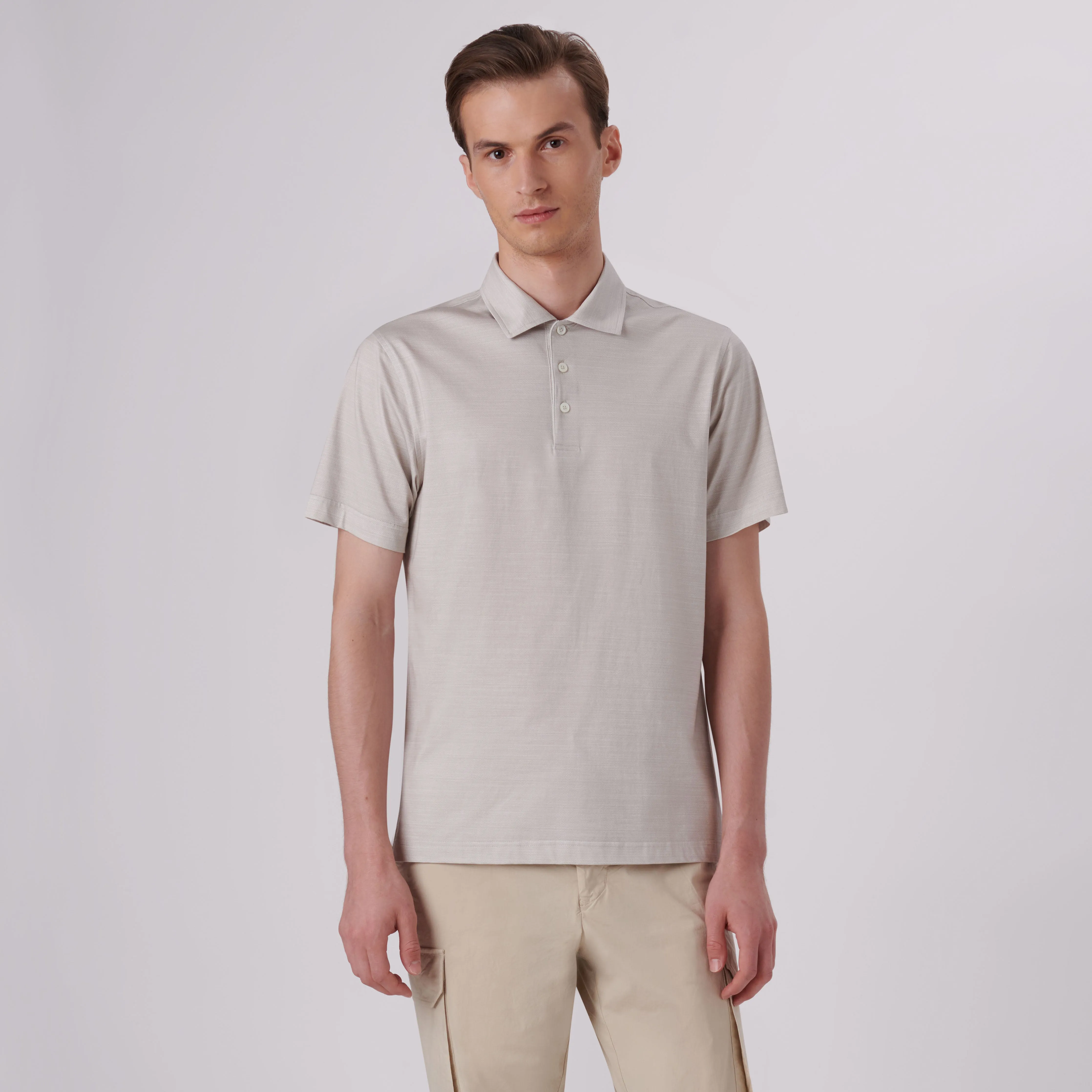 Victor Striated Print OoohCotton Polo sold by Bugatchi product image thumbnail 2