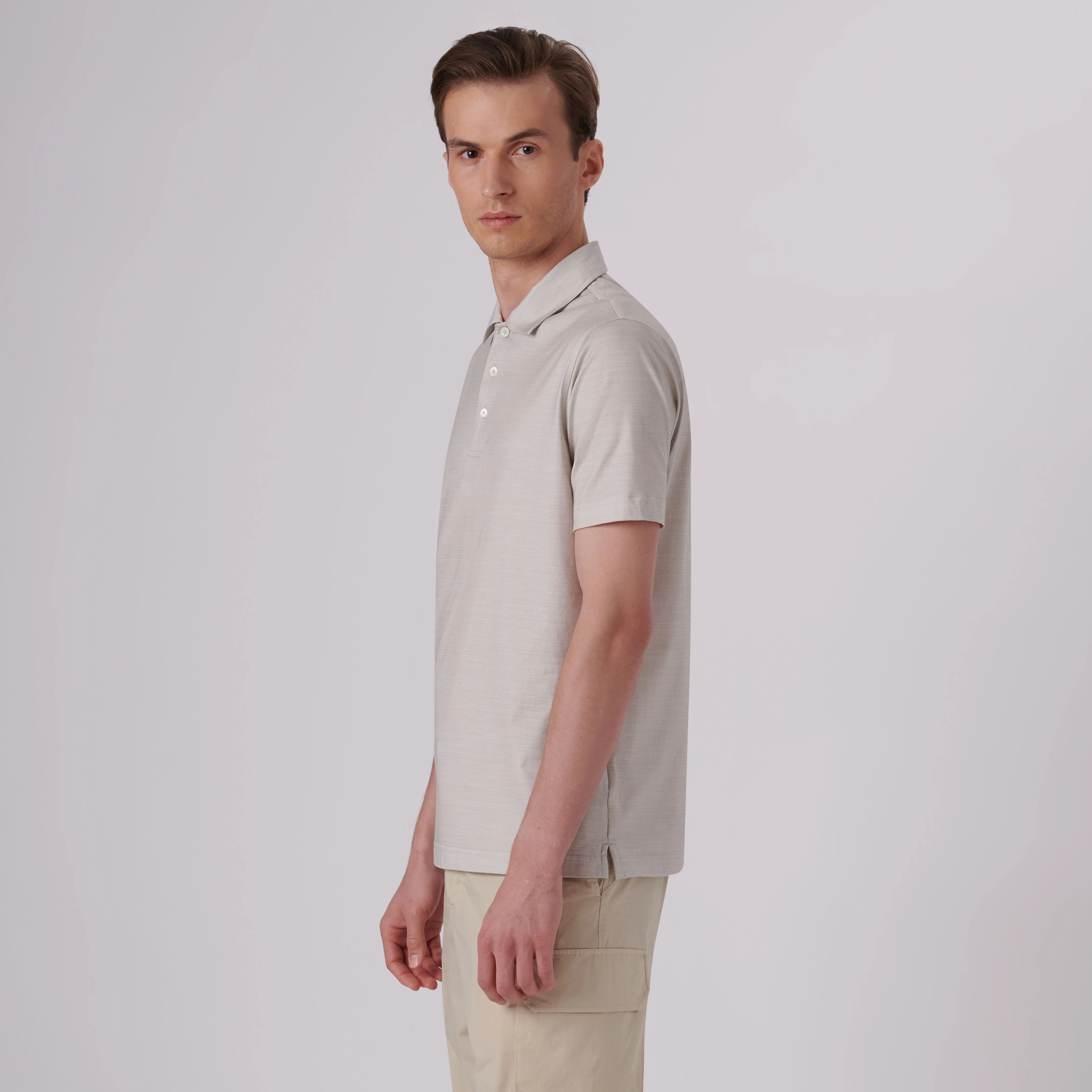 Victor Striated Print OoohCotton Polo sold by Bugatchi product image thumbnail 3