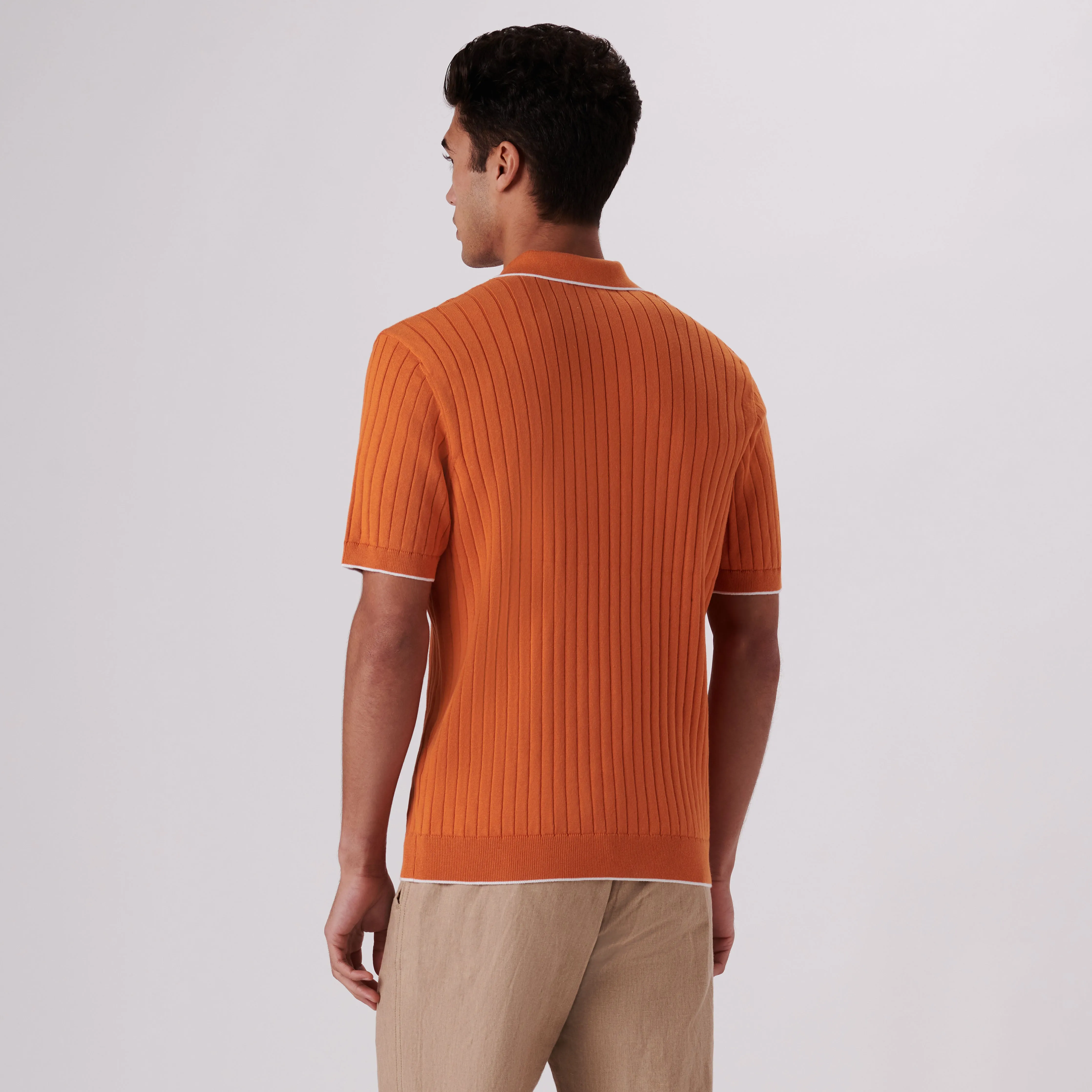 Rib Knit Short Sleeve Polo Sweater sold by Bugatchi product image thumbnail 4