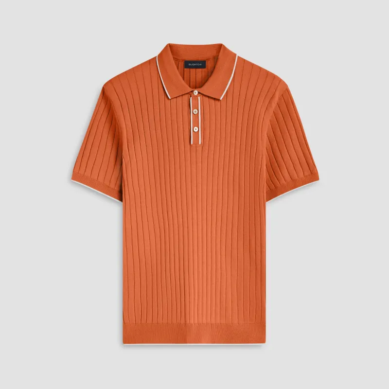 Rib Knit Short Sleeve Polo Sweater sold by Bugatchi