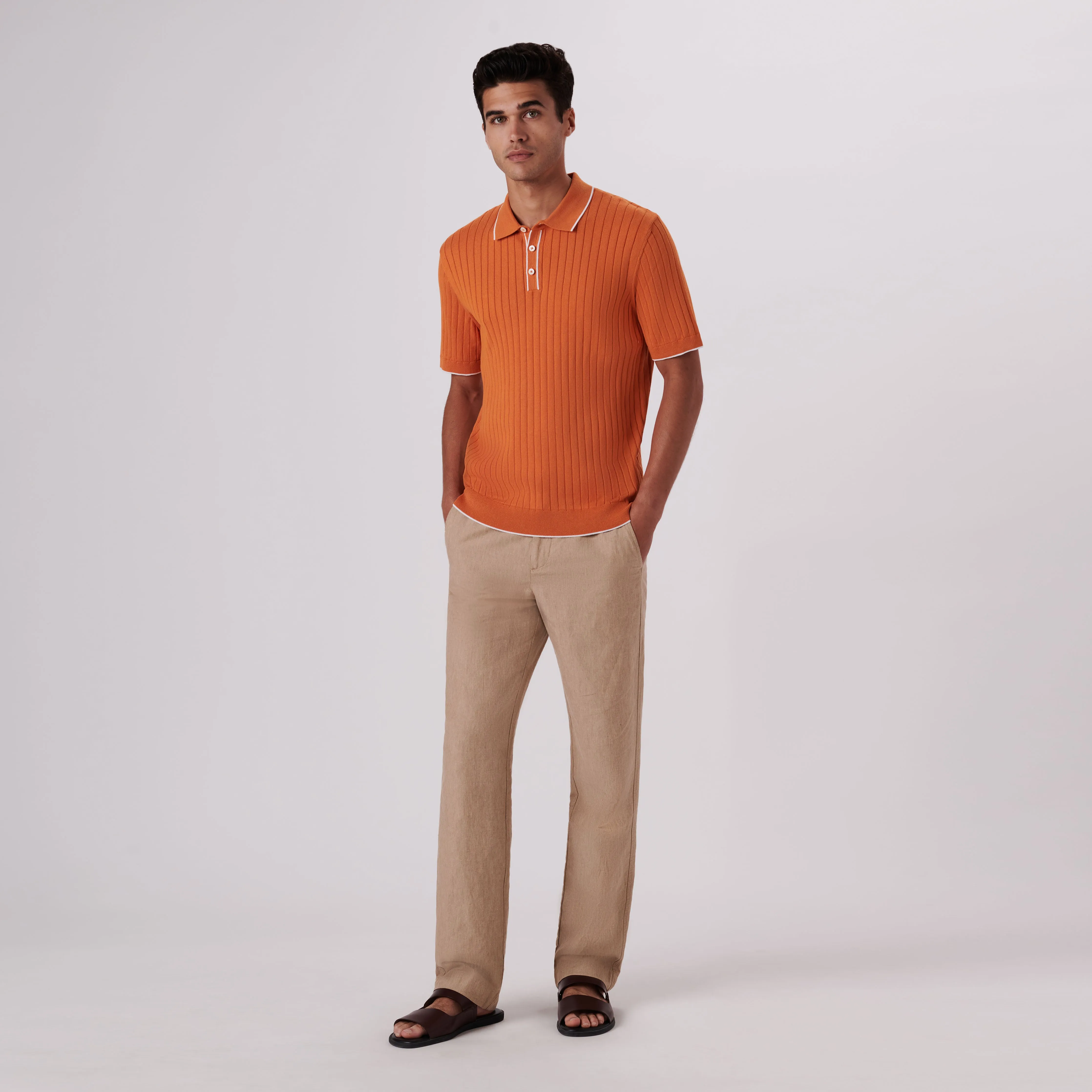 Rib Knit Short Sleeve Polo Sweater sold by Bugatchi product image thumbnail 5