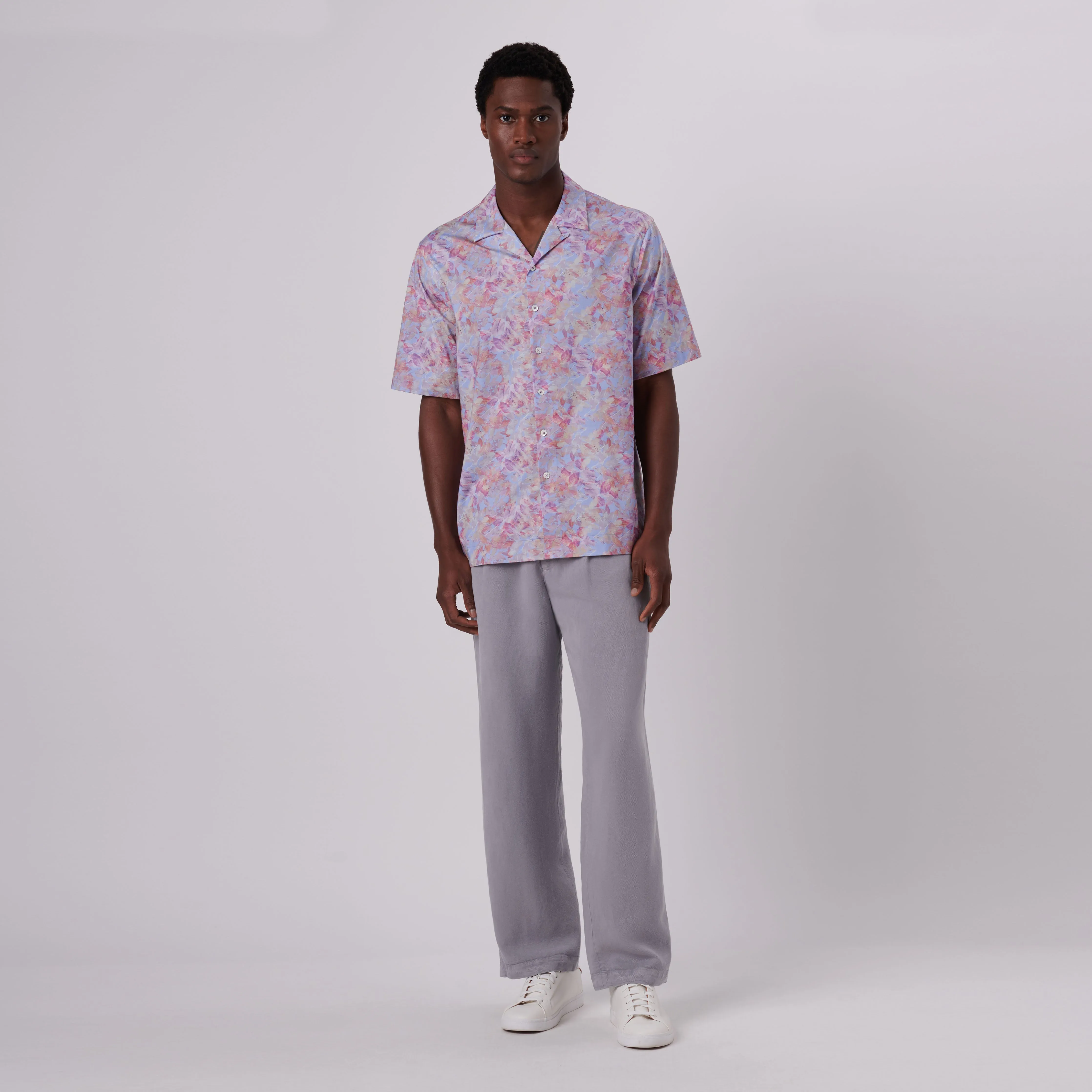 Cole Aquarelle Leaf Print OoohCotton Camp Shirt sold by Bugatchi product image thumbnail 5