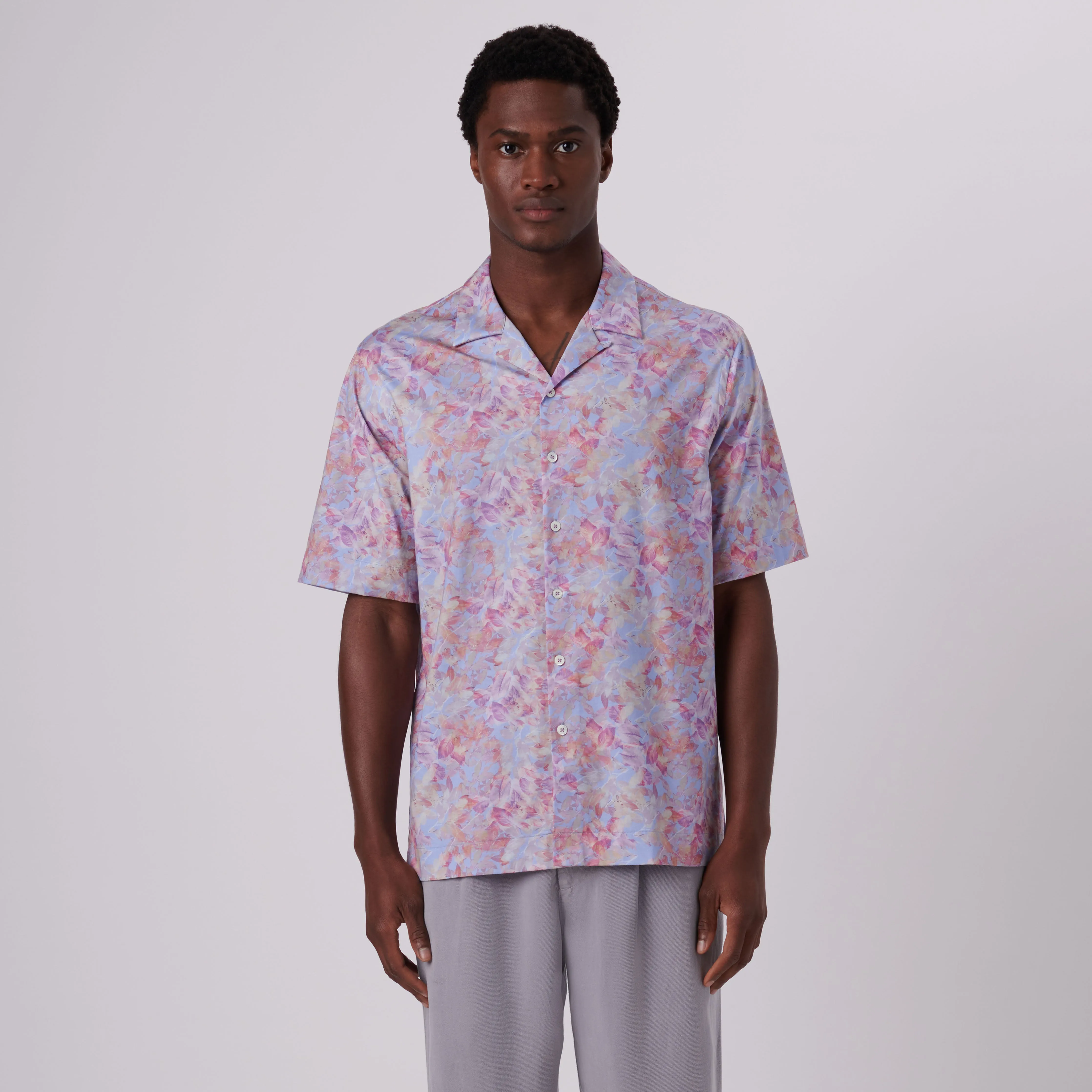 Cole Aquarelle Leaf Print OoohCotton Camp Shirt sold by Bugatchi product image thumbnail 2