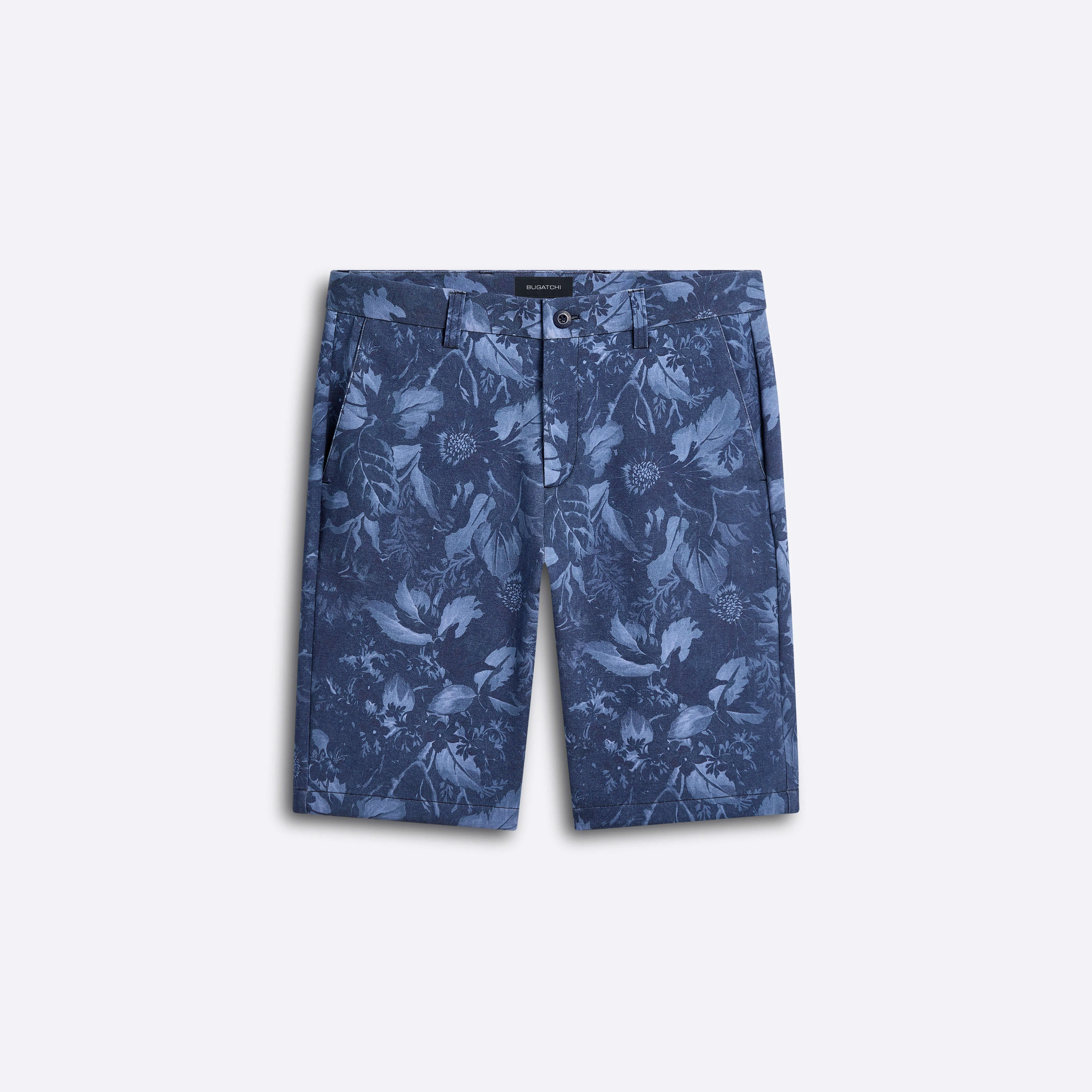 Theo Floral Indigo Print OoohCotton Shorts sold by Bugatchi