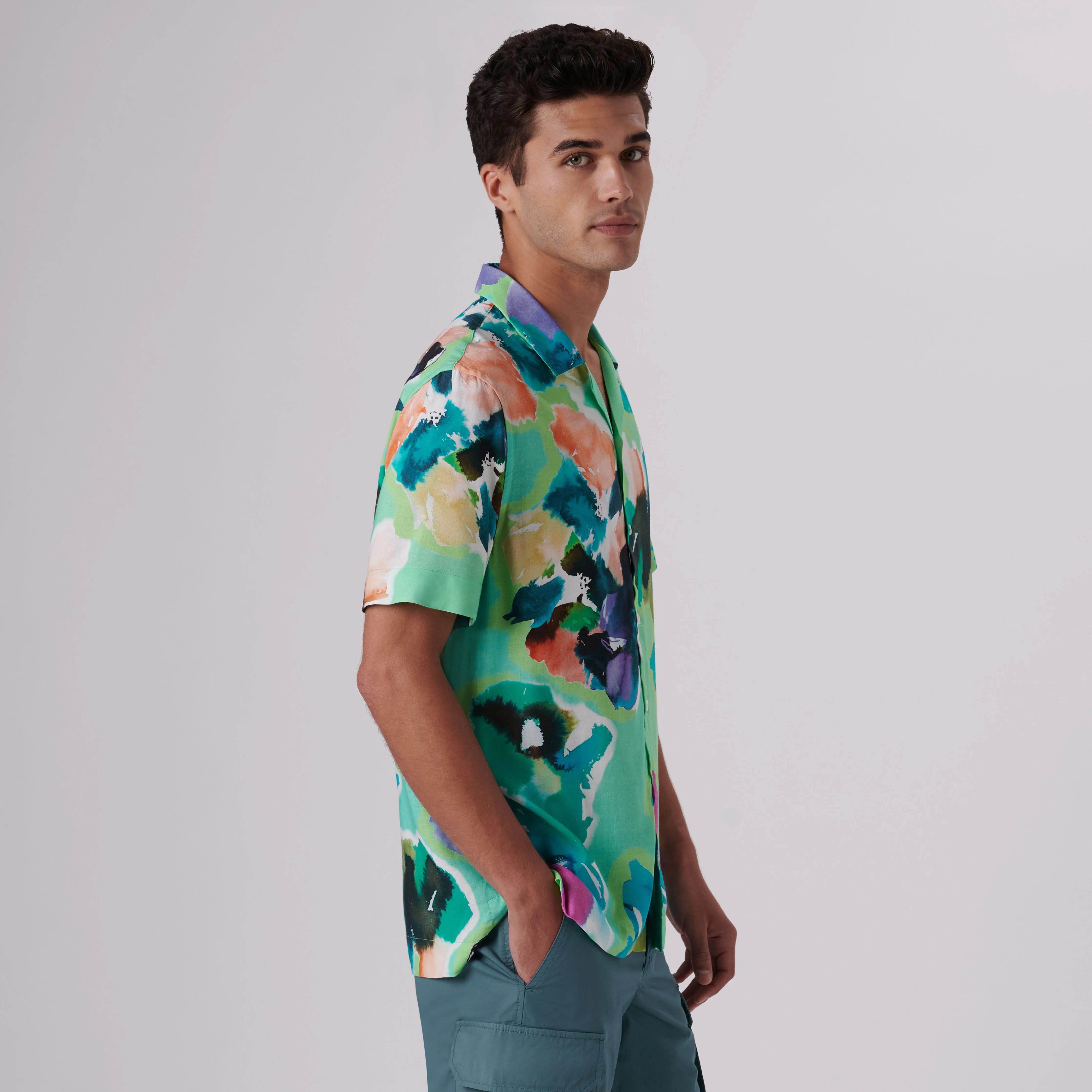 Jackson Abstract Print Short Sleeve Shirt sold by Bugatchi product image thumbnail 3