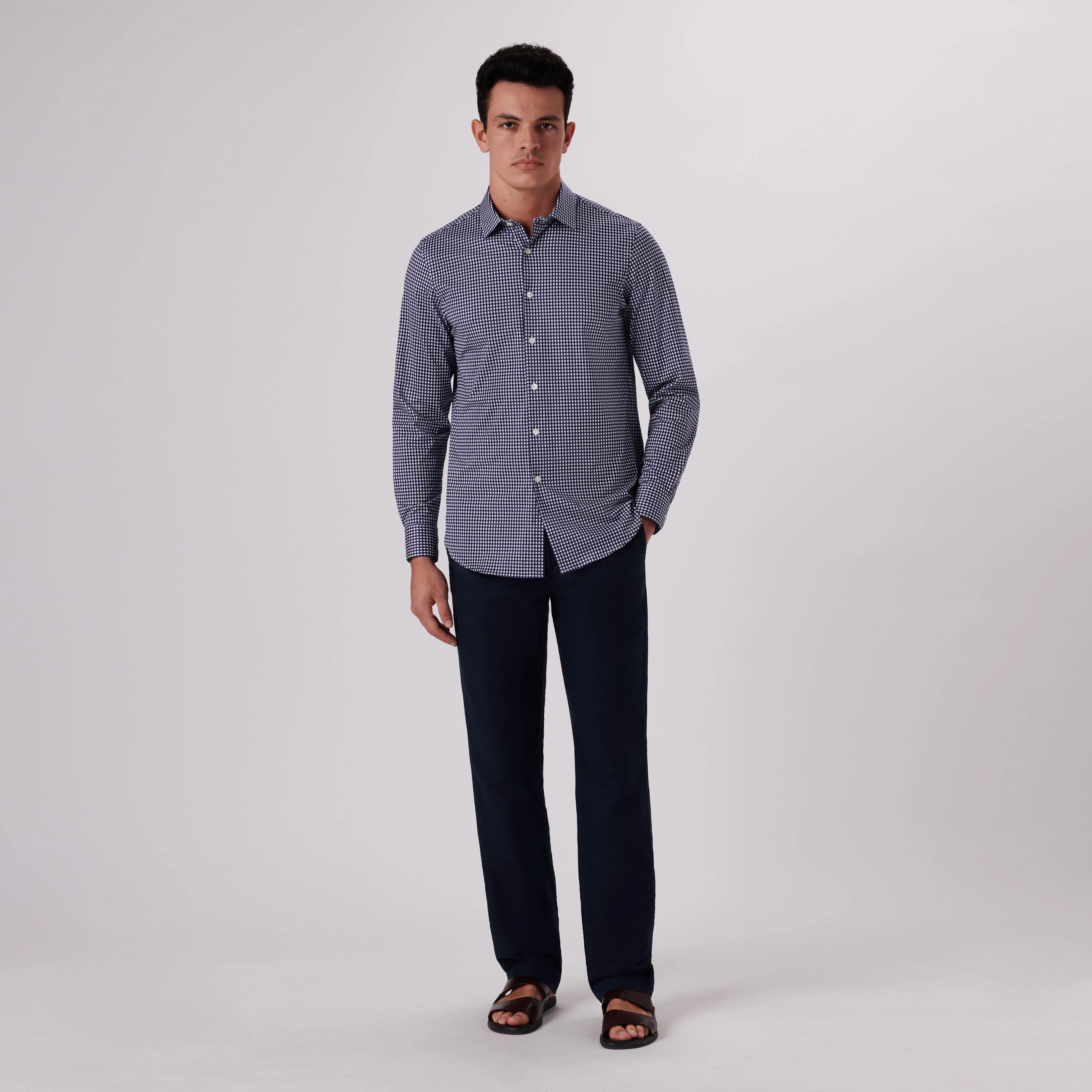 James Gingham Check Print OoohCotton Shirt sold by Bugatchi product image thumbnail 5