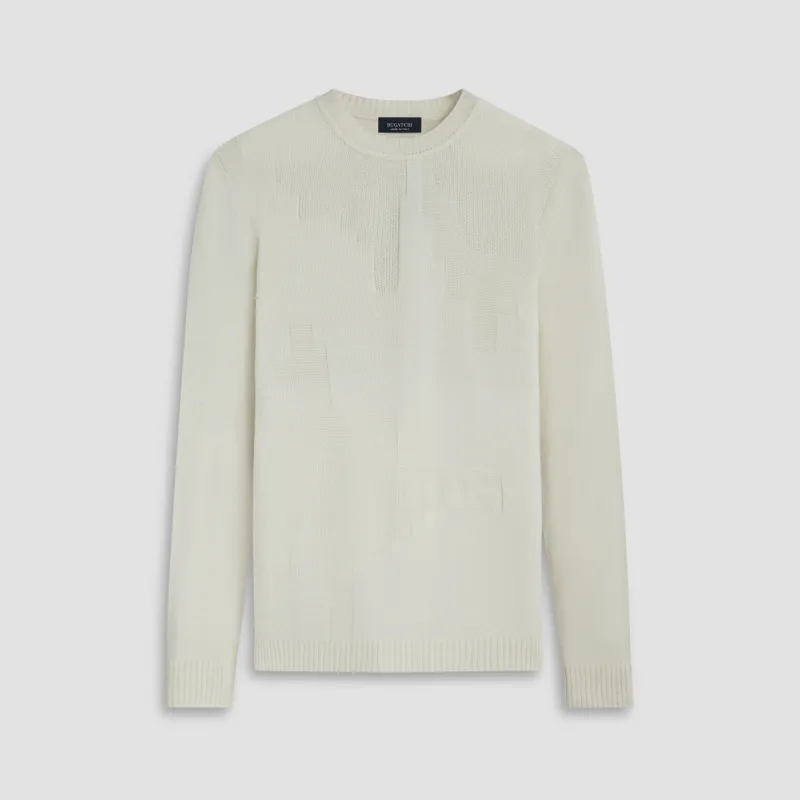 Solid Jacquard Crew Neck Sweater sold by Bugatchi
