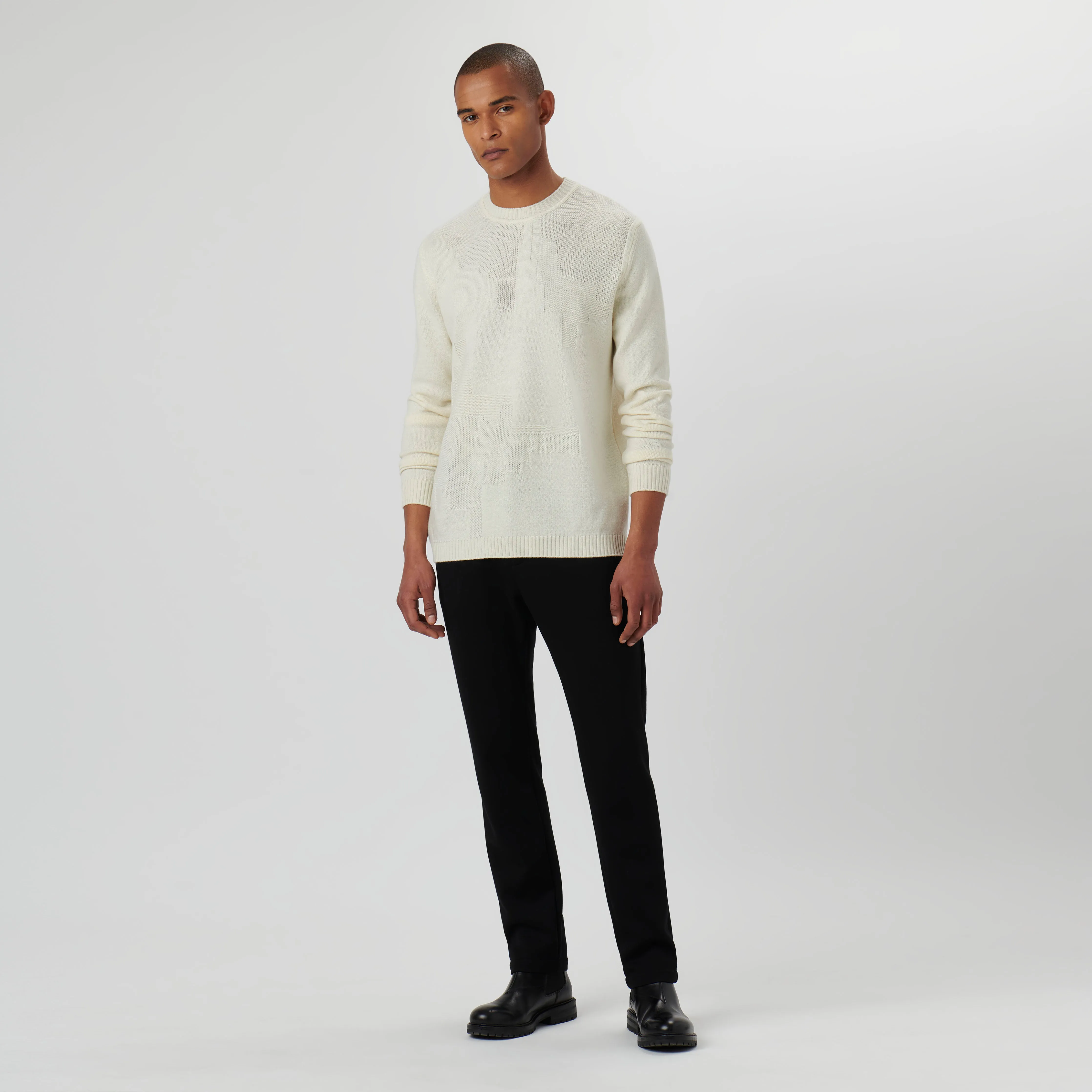 Solid Jacquard Crew Neck Sweater sold by Bugatchi product image thumbnail 5