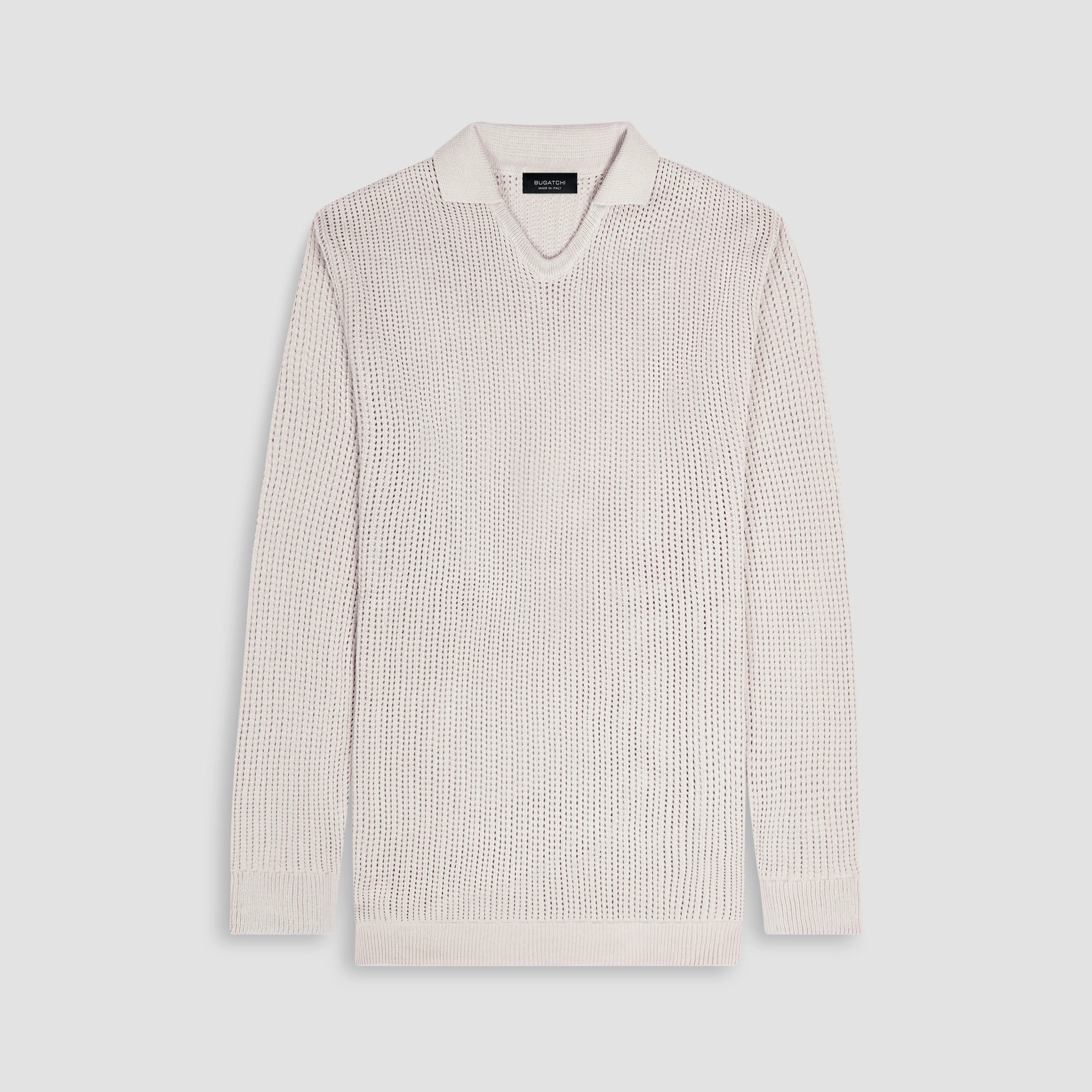 Patterned V-Neck Polo Sweater sold by Bugatchi