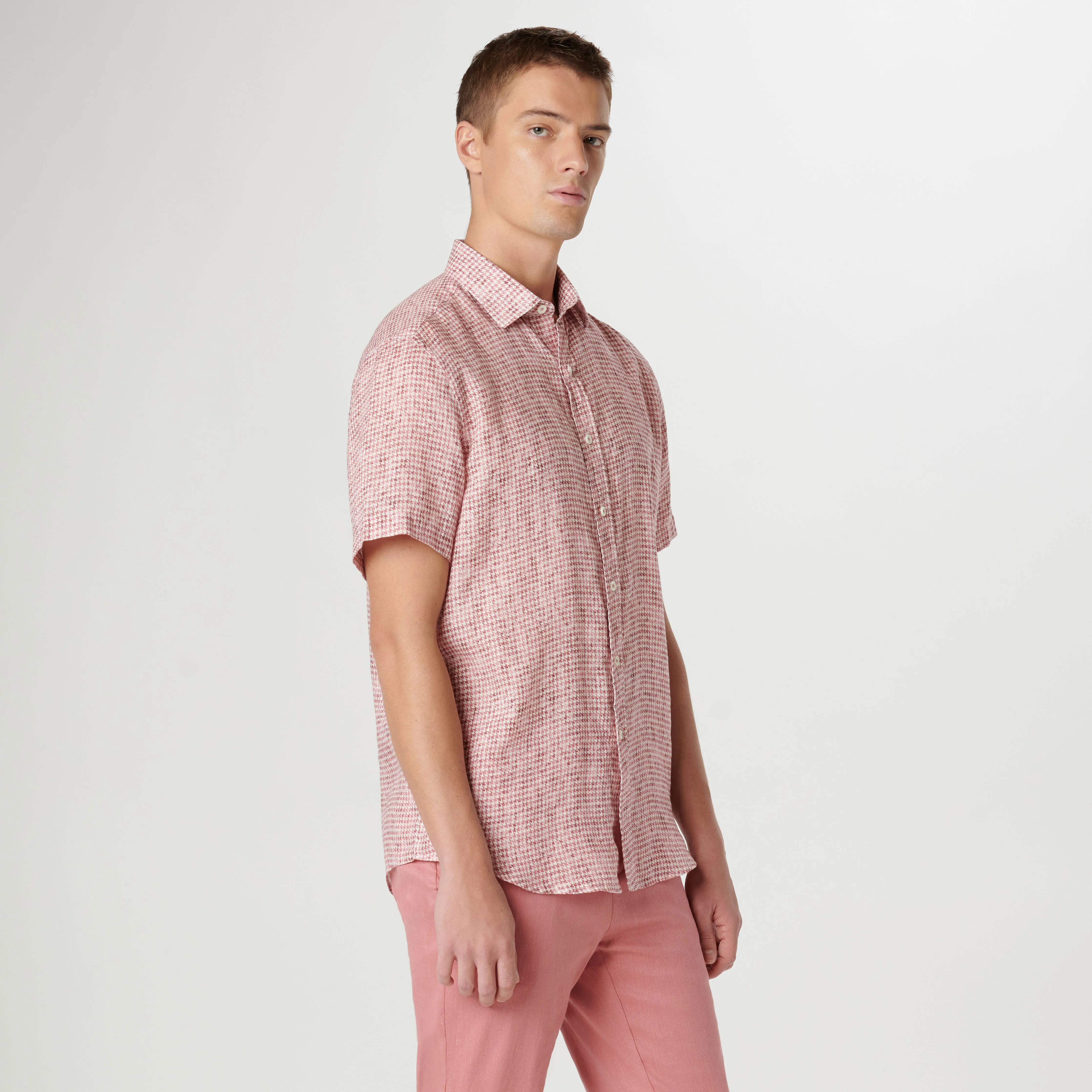 Orson Hound's Tooth Short Sleeve Shirt sold by Bugatchi product image thumbnail 3