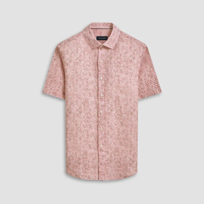 Orson Hound's Tooth Short Sleeve Shirt sold by Bugatchi