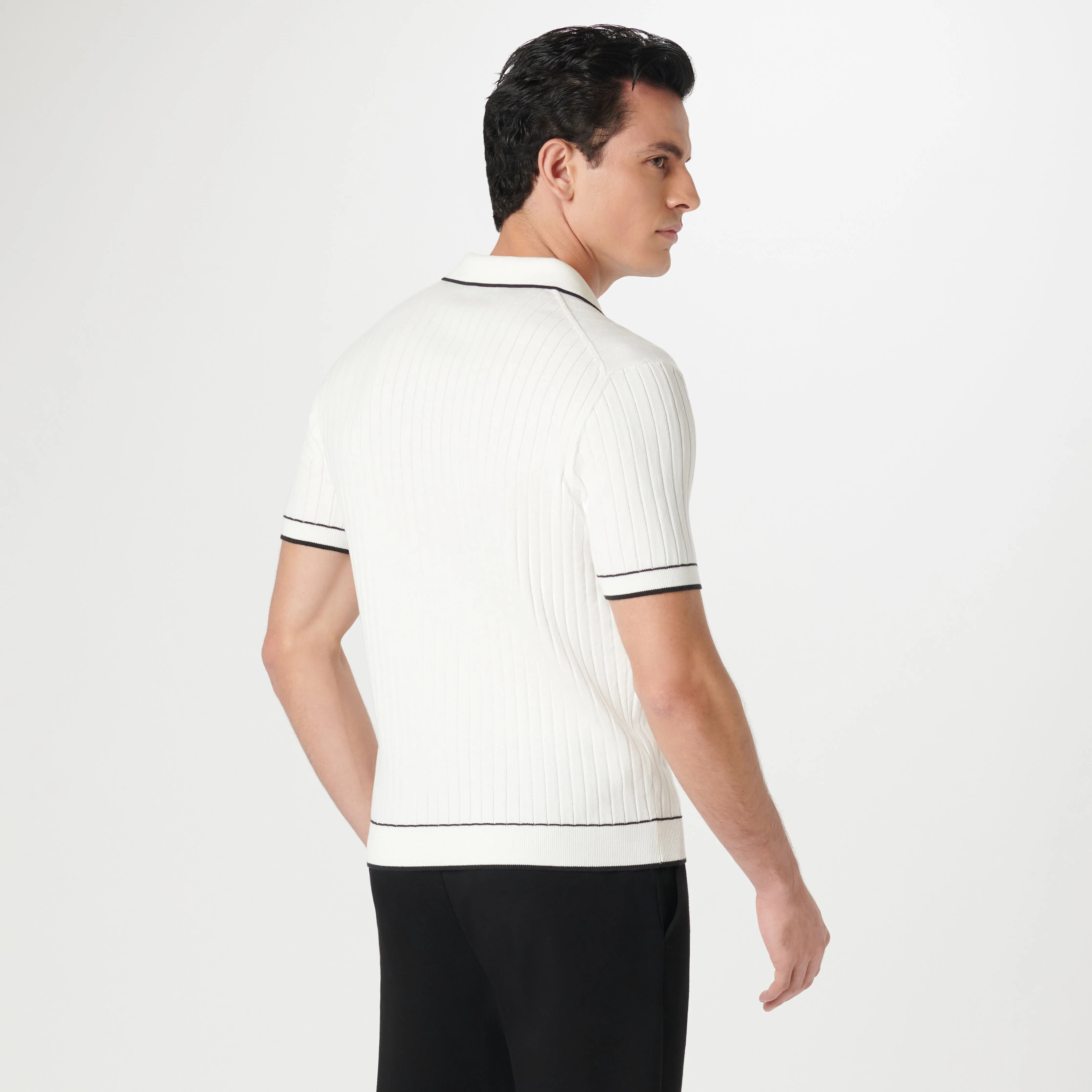 Rib Stitch Short Sleeve Johnny Sweater sold by Bugatchi product image thumbnail 4