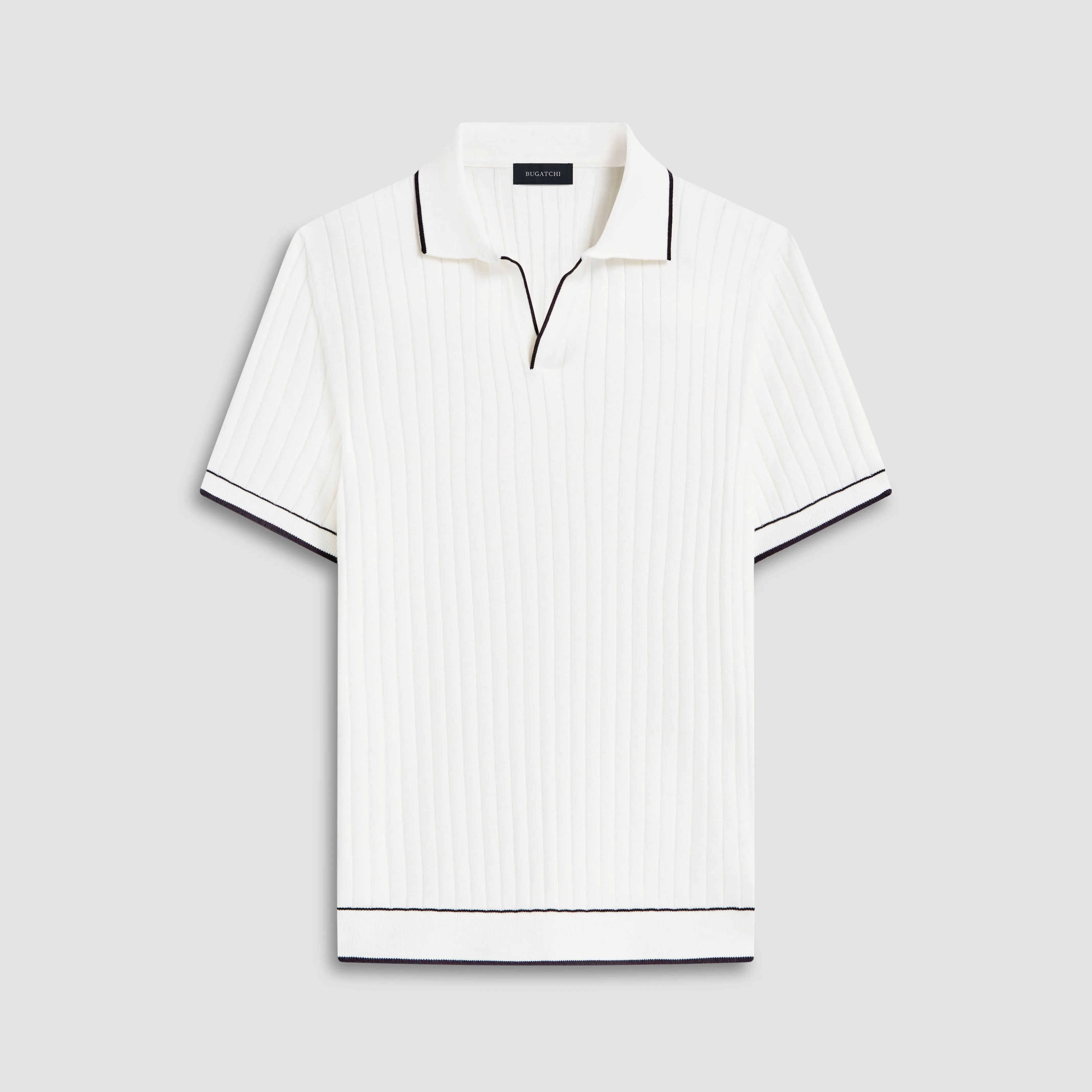 Rib Stitch Short Sleeve Johnny Sweater sold by Bugatchi