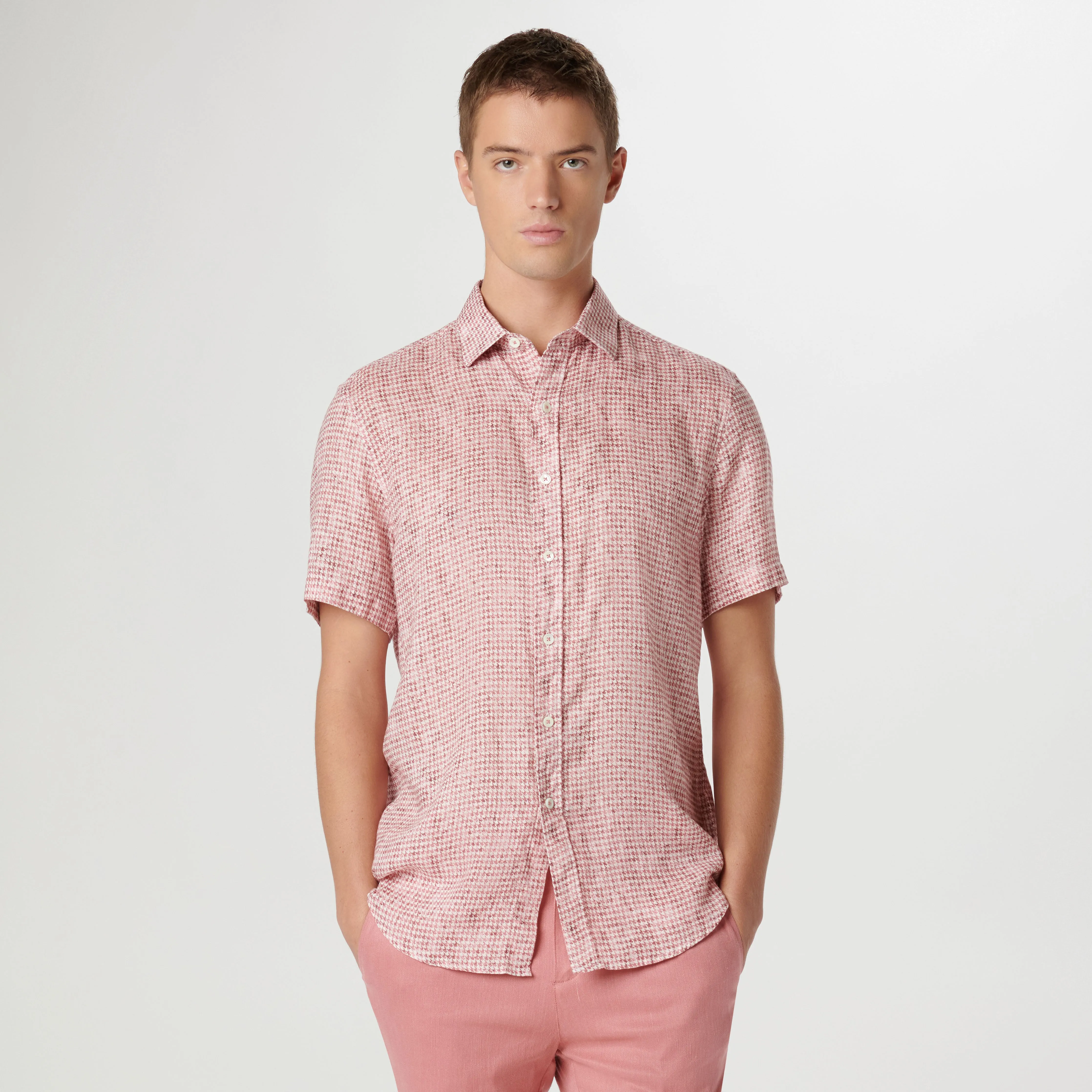 Orson Hound's Tooth Short Sleeve Shirt sold by Bugatchi product image thumbnail 2