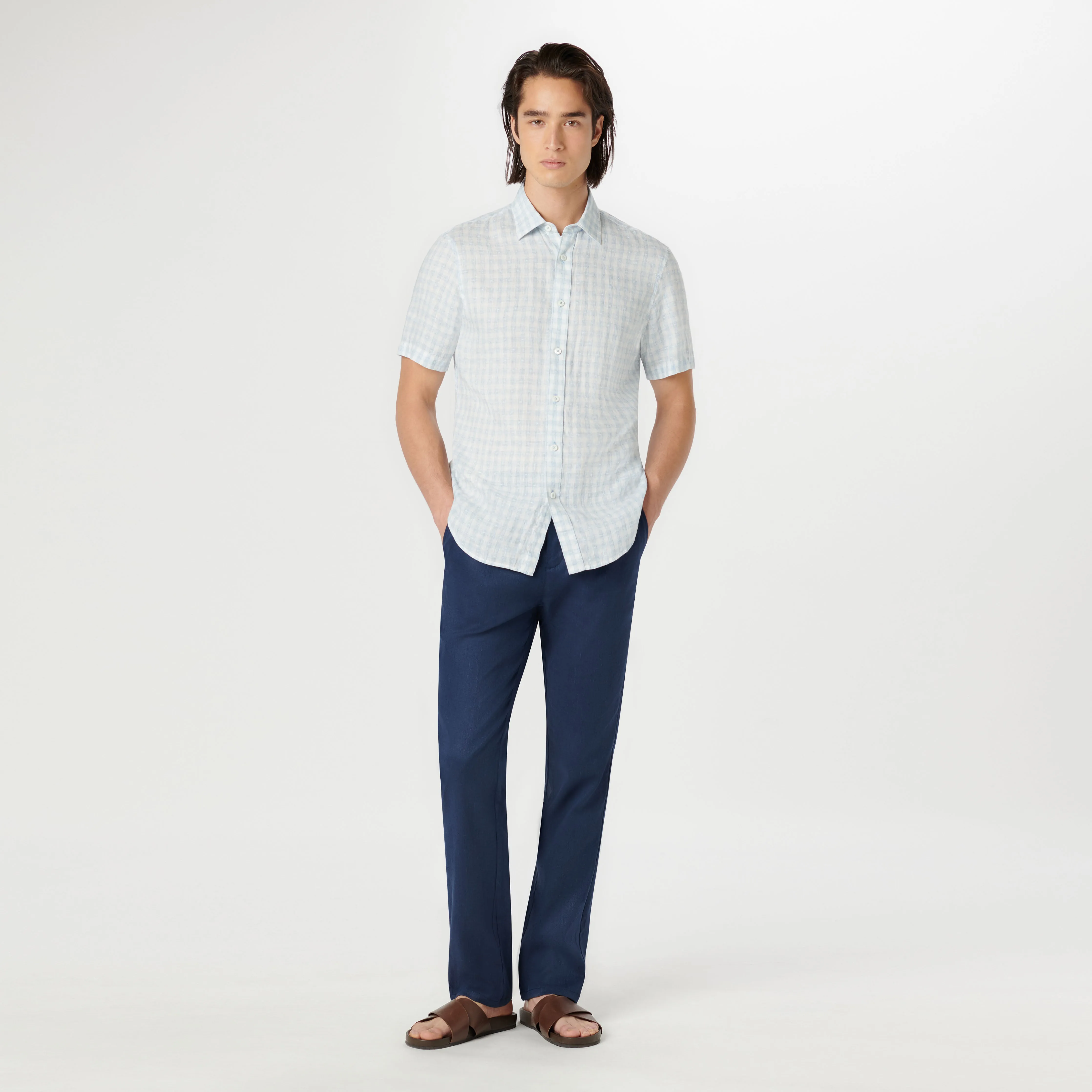 Orson Gingham Check Short Sleeve Shirt sold by Bugatchi product image thumbnail 5