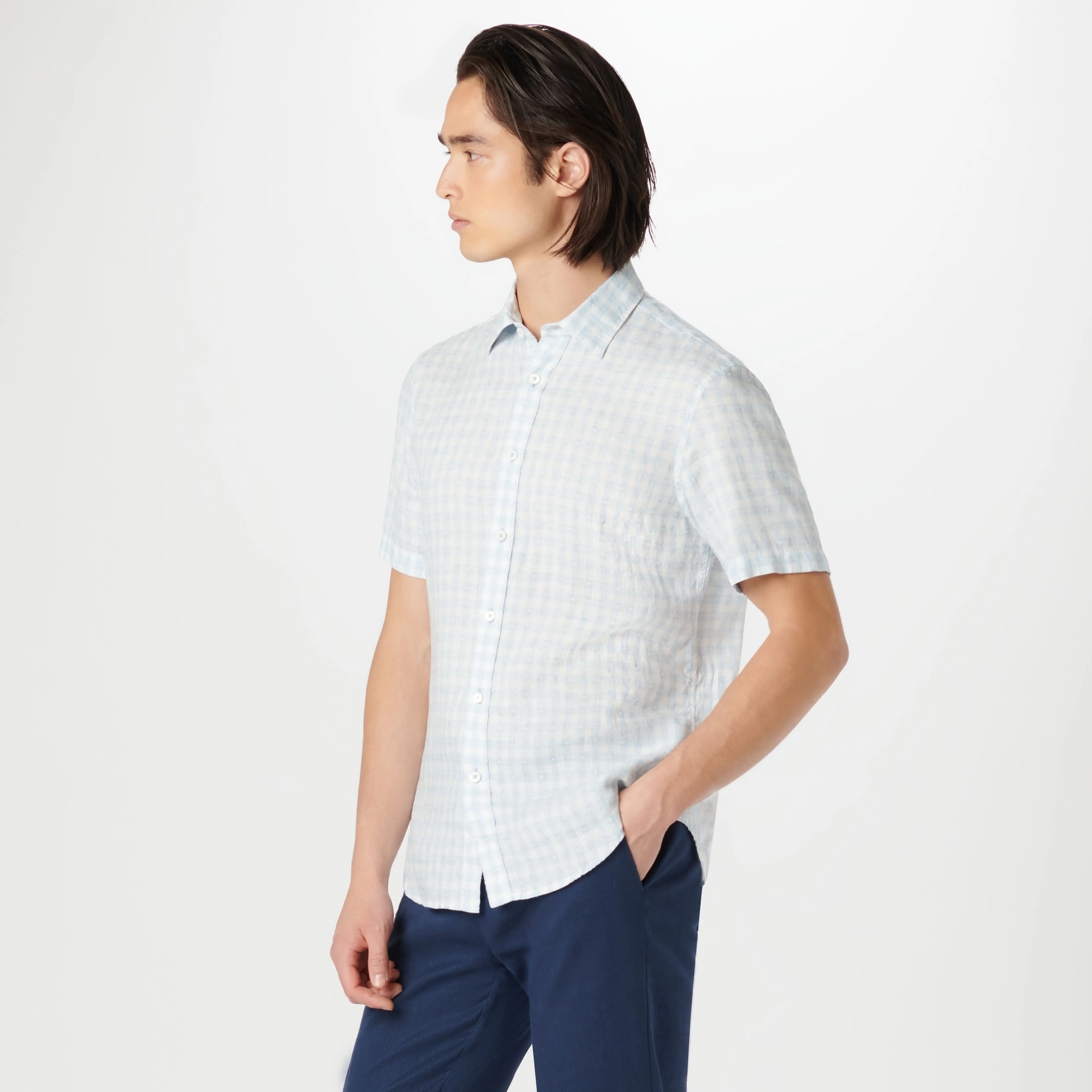 Orson Gingham Check Short Sleeve Shirt sold by Bugatchi product image thumbnail 3