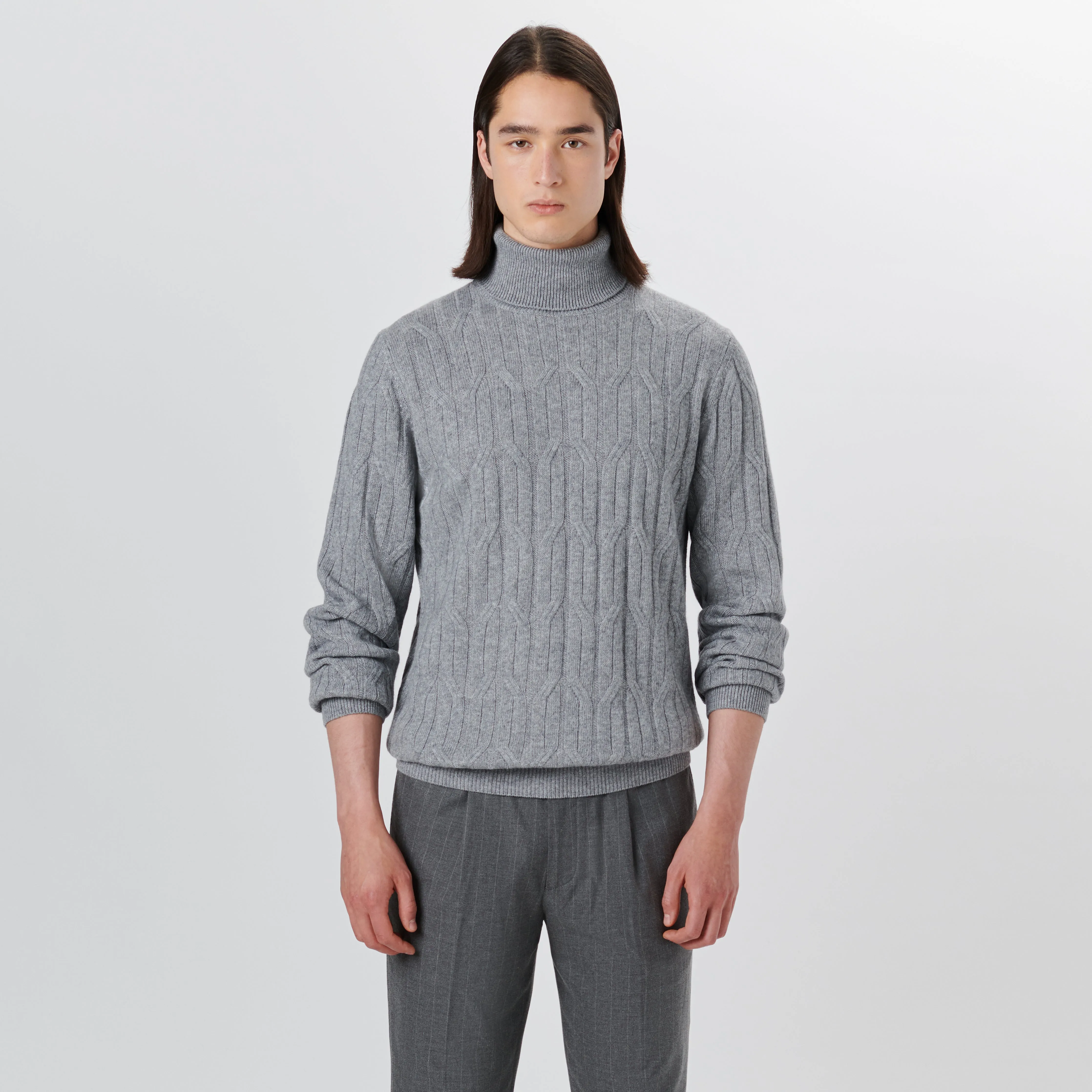 Turtle Neck Cable Jacquard Sweater sold by Bugatchi product image thumbnail 2
