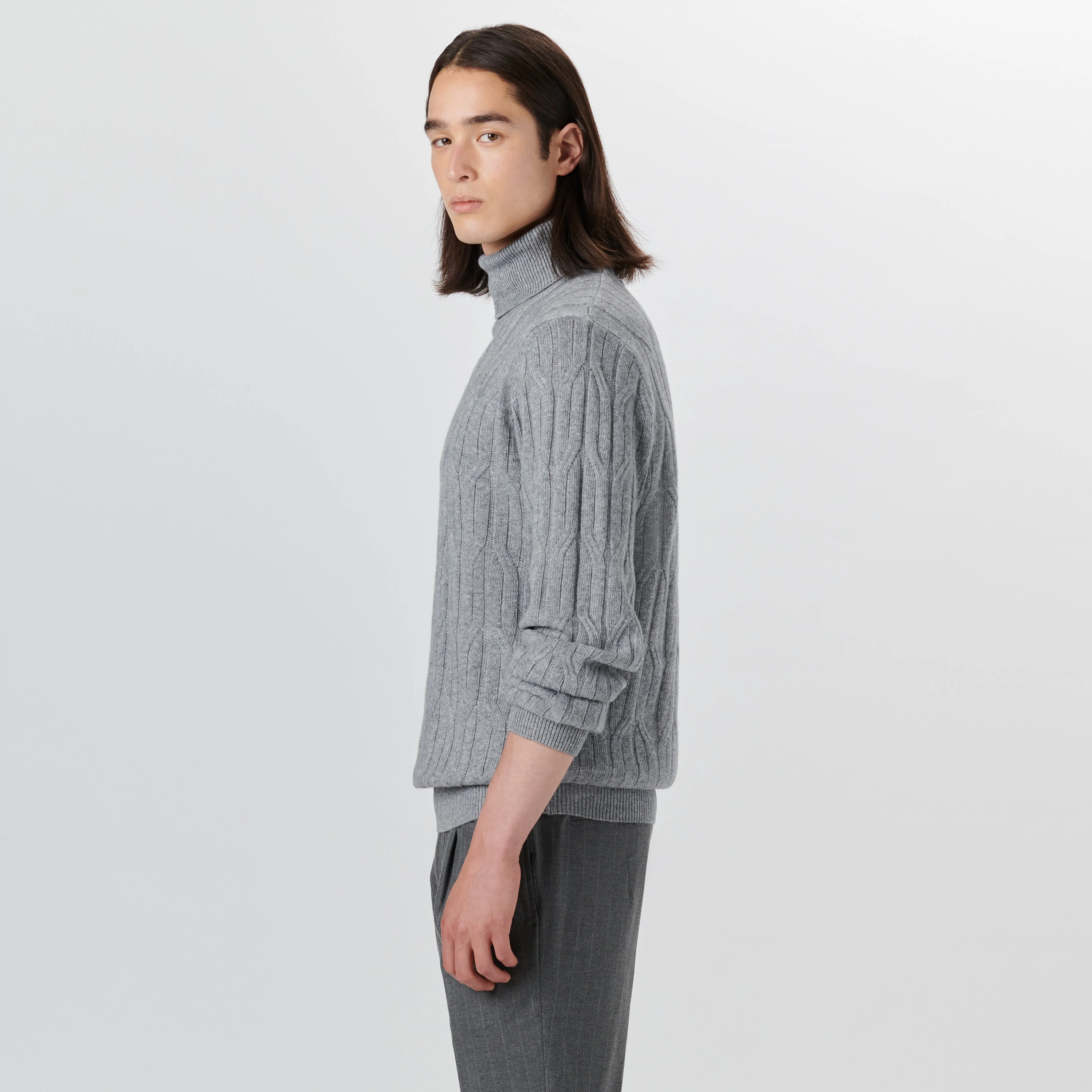 Turtle Neck Cable Jacquard Sweater sold by Bugatchi product image thumbnail 3