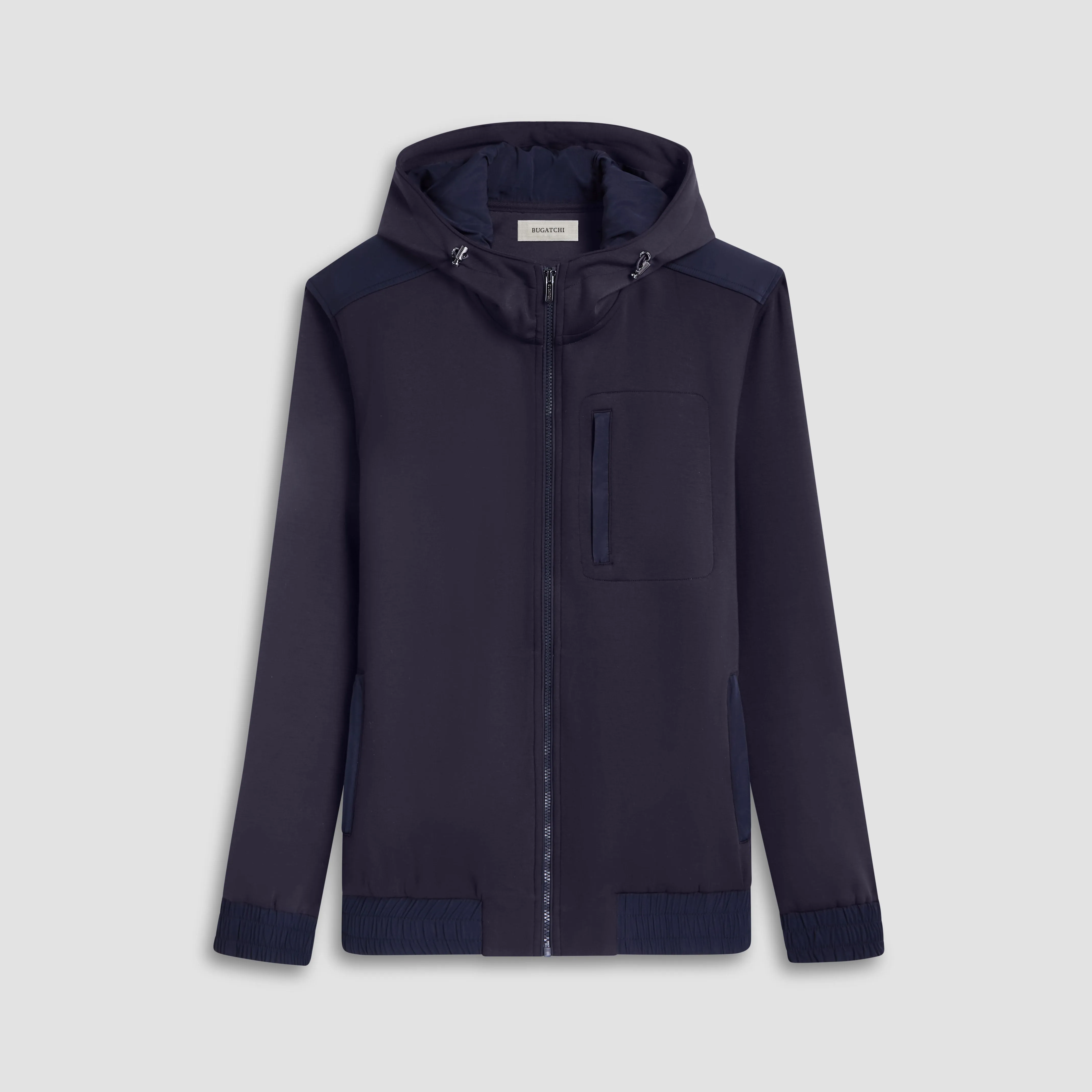 Soft Touch Performance Zip-Up Jacket With Hood sold by Bugatchi