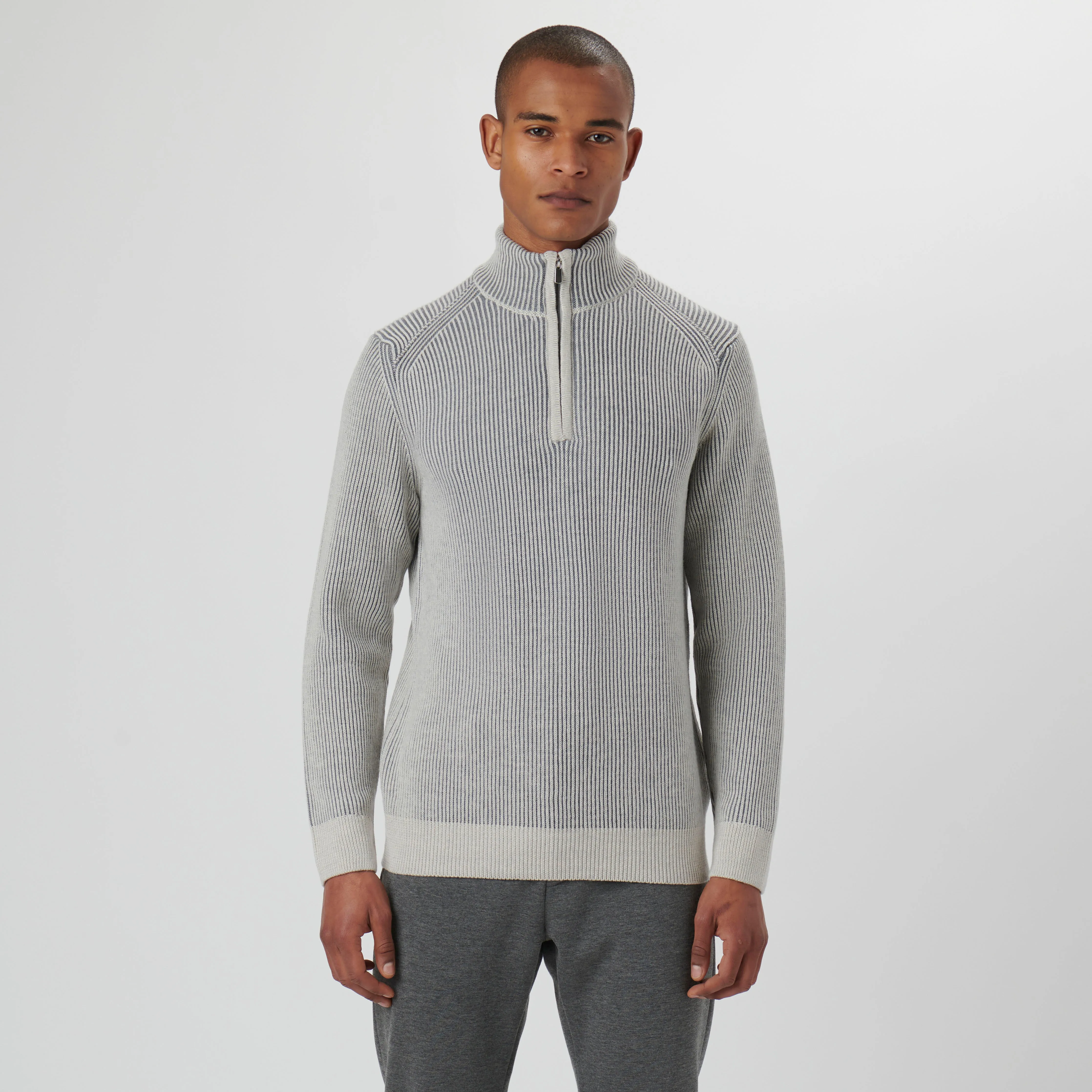 Cable Knit Quarter Zip Sweater sold by Bugatchi product image thumbnail 2