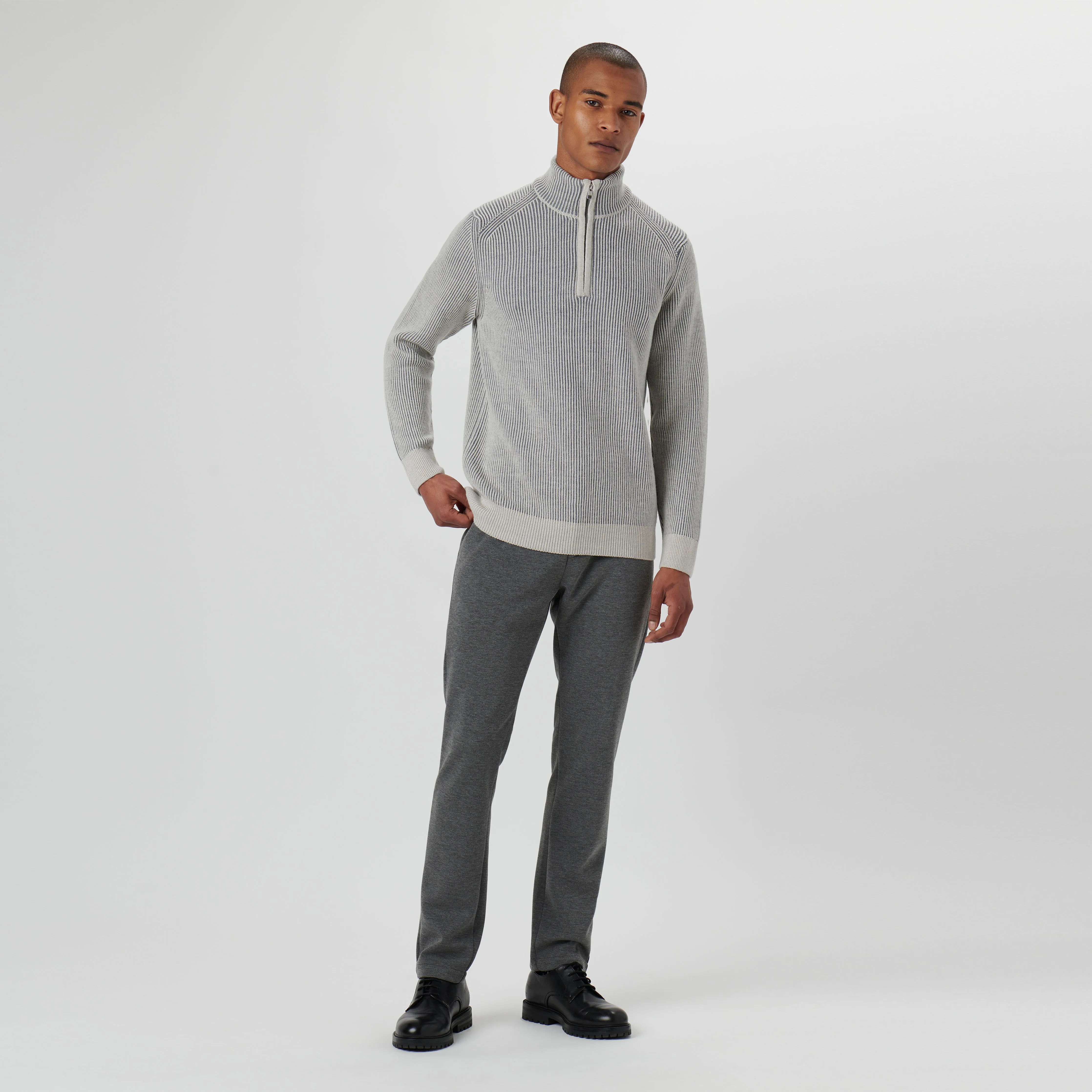 Cable Knit Quarter Zip Sweater sold by Bugatchi product image thumbnail 5