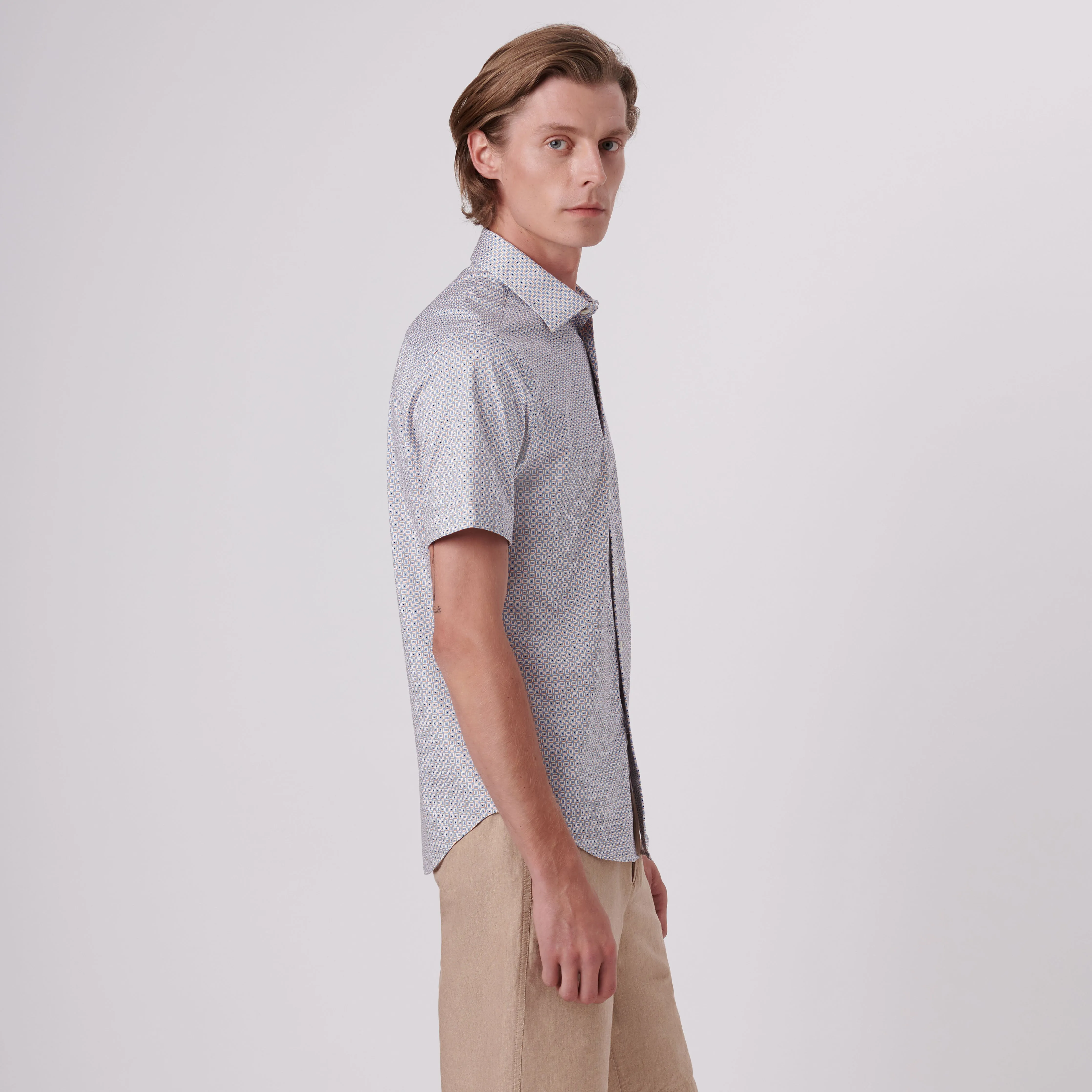 Miles Abstract Print OoohCotton Short Sleeve Shirt sold by Bugatchi product image thumbnail 3