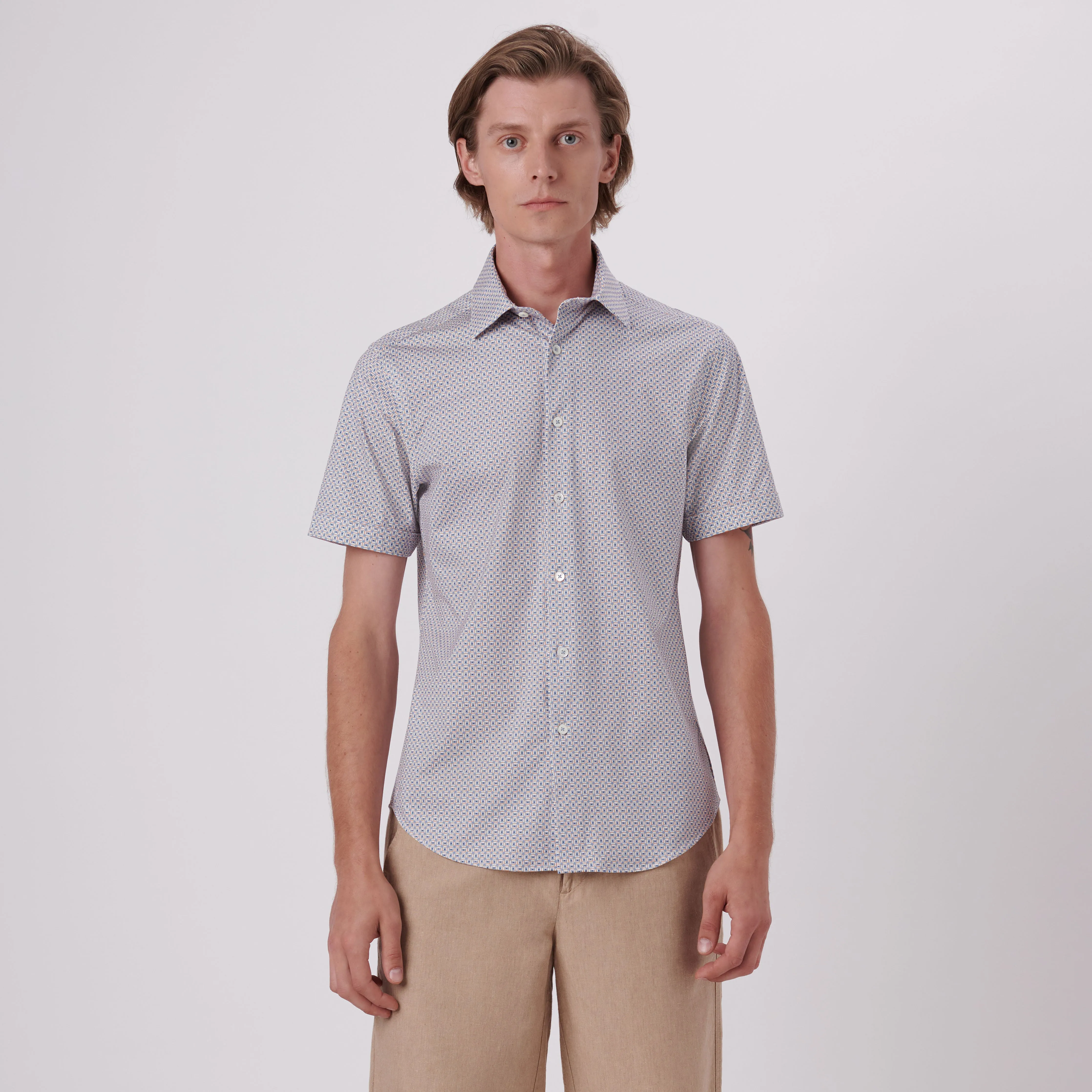 Miles Abstract Print OoohCotton Short Sleeve Shirt sold by Bugatchi product image thumbnail 2