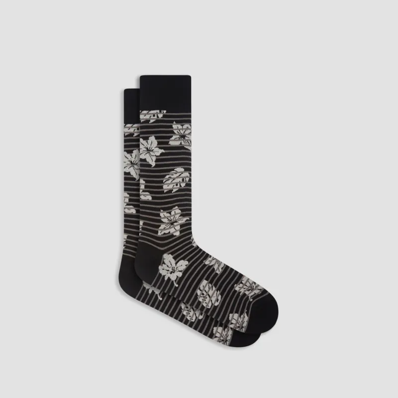Striped Floral Mid-Calf Socks sold by Bugatchi