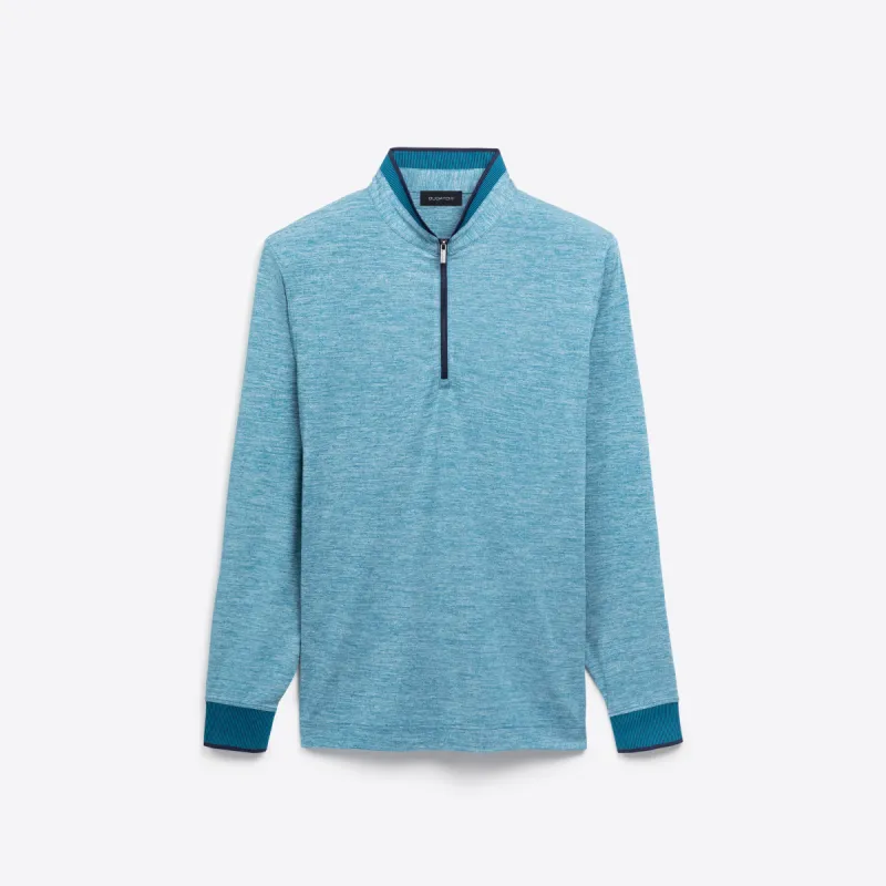Marbled Quarter Zip Mock Neck Pullover sold by Bugatchi