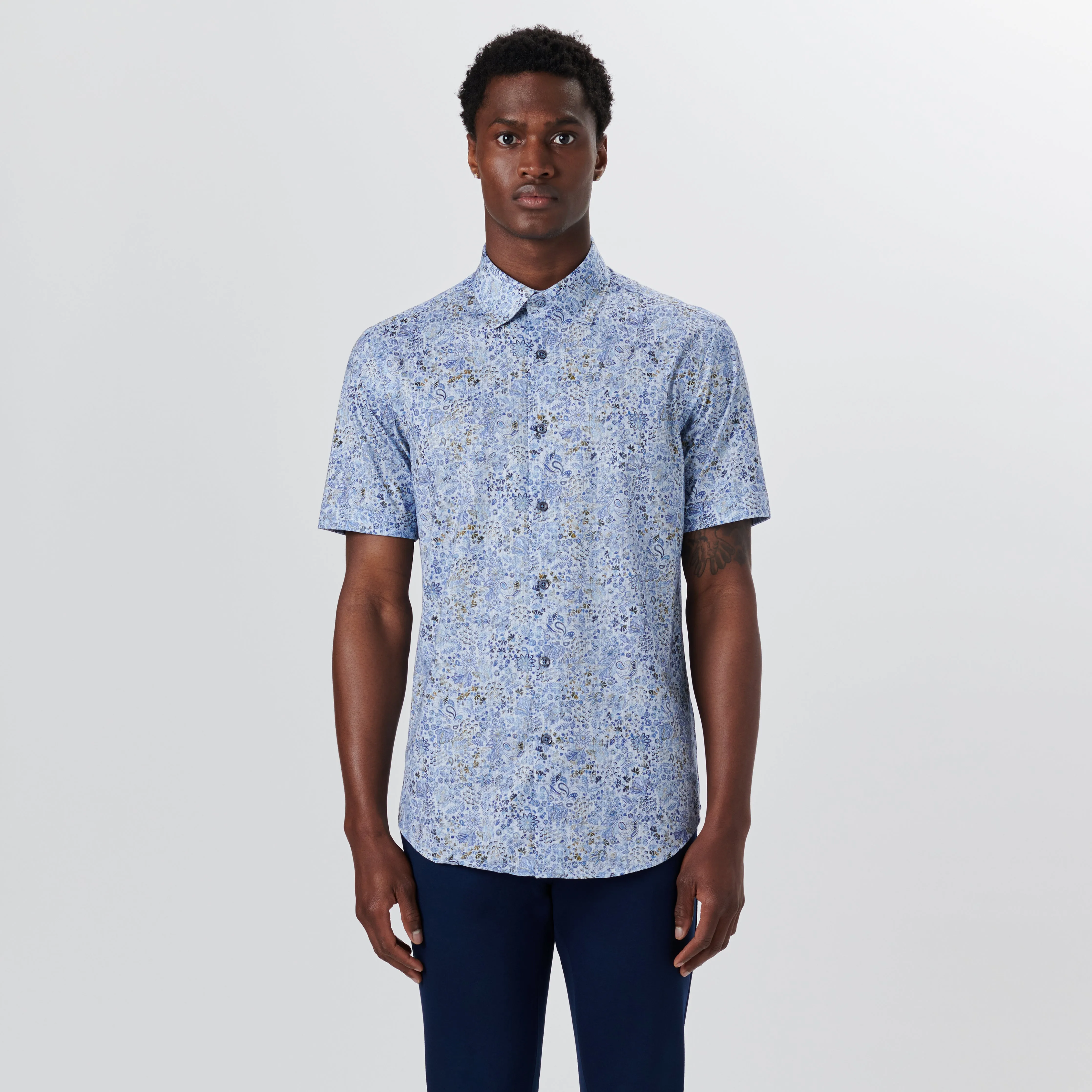 MILES Floral Print OoohCotton Short Sleeve Shirt sold by Bugatchi product image thumbnail 2