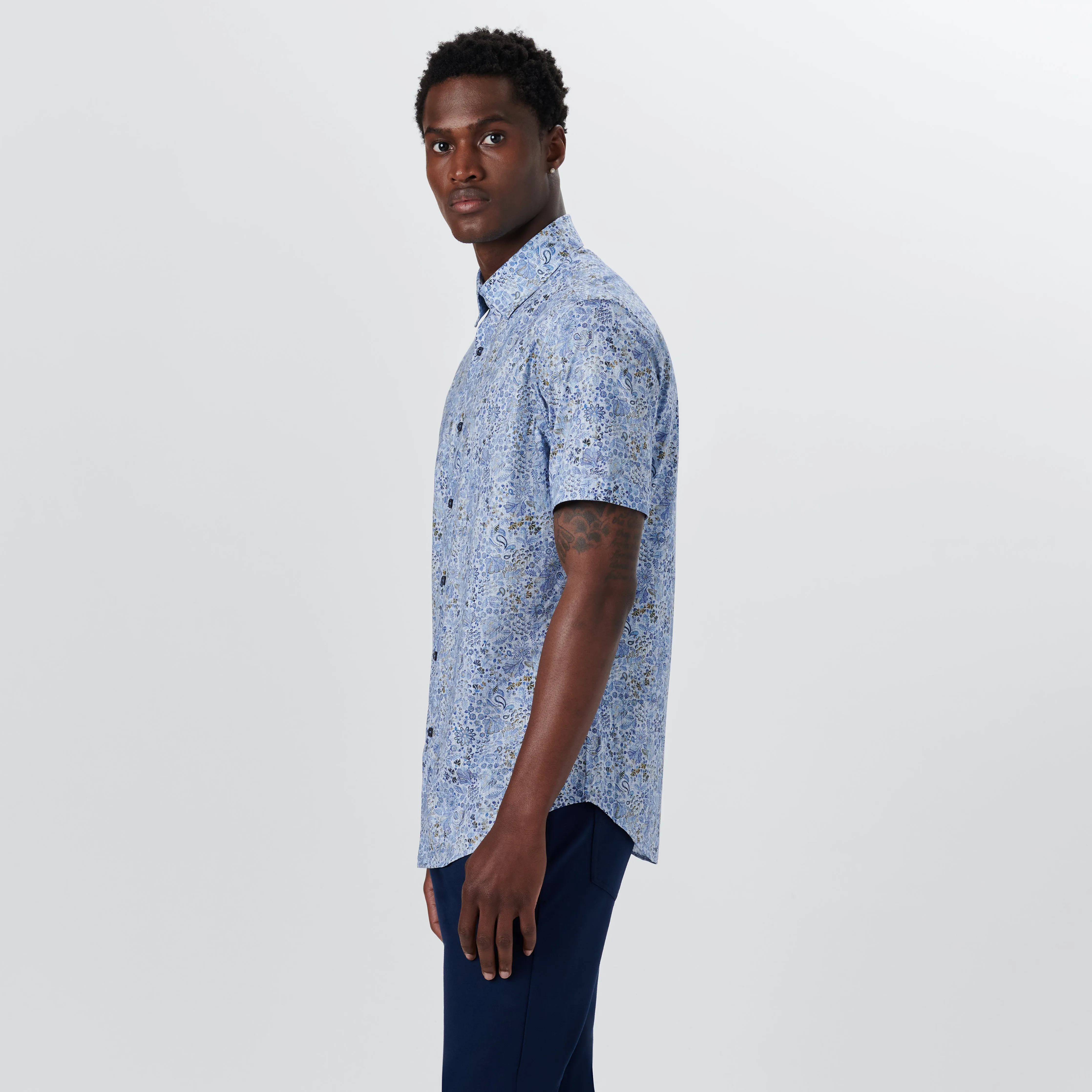 MILES Floral Print OoohCotton Short Sleeve Shirt sold by Bugatchi product image thumbnail 3