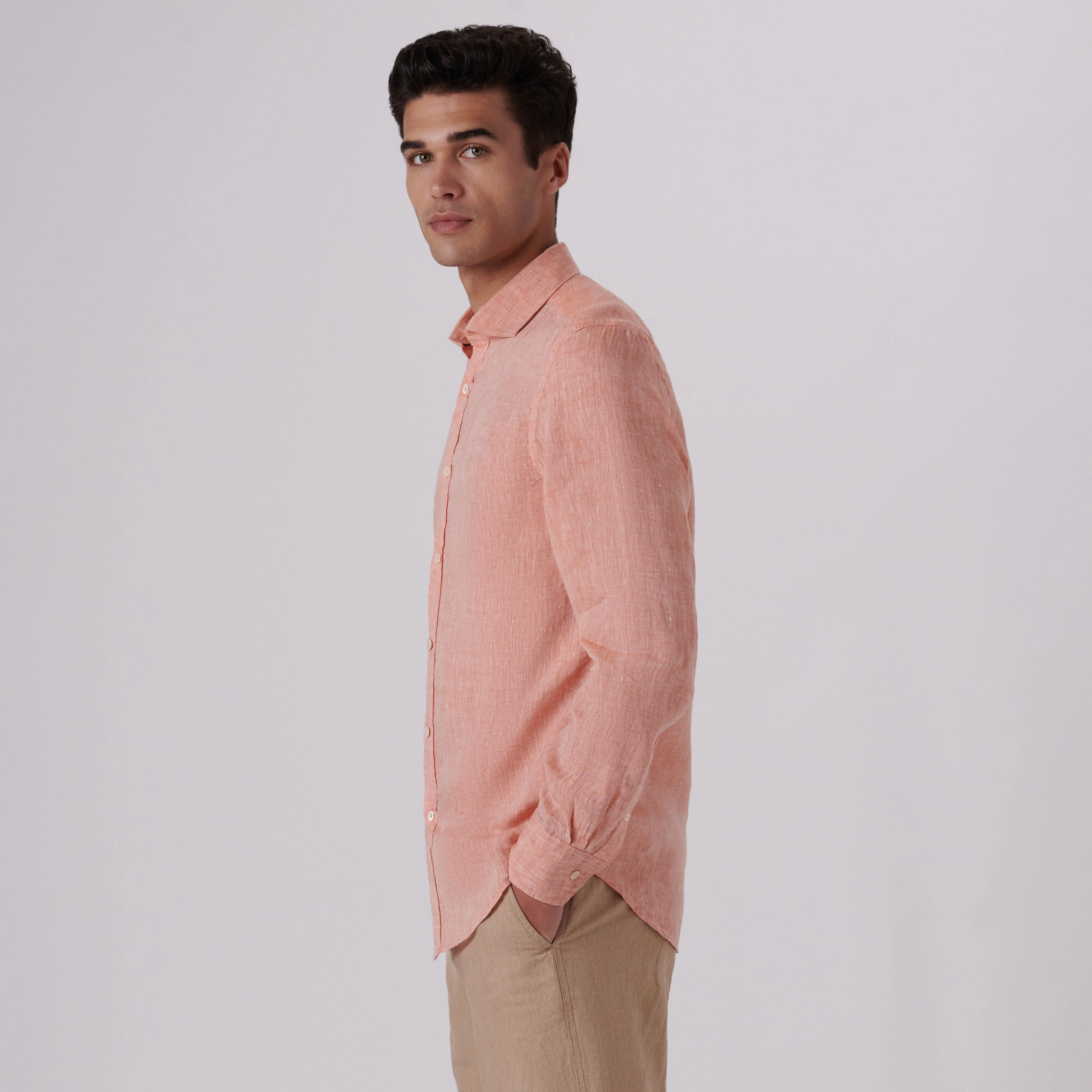 Axel Solid Linen Shirt sold by Bugatchi product image thumbnail 3