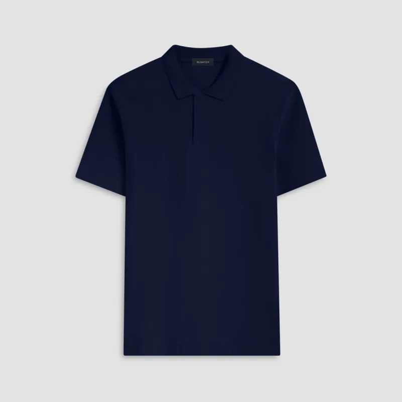 Towelling French Terry Johnny Collar Polo sold by Bugatchi