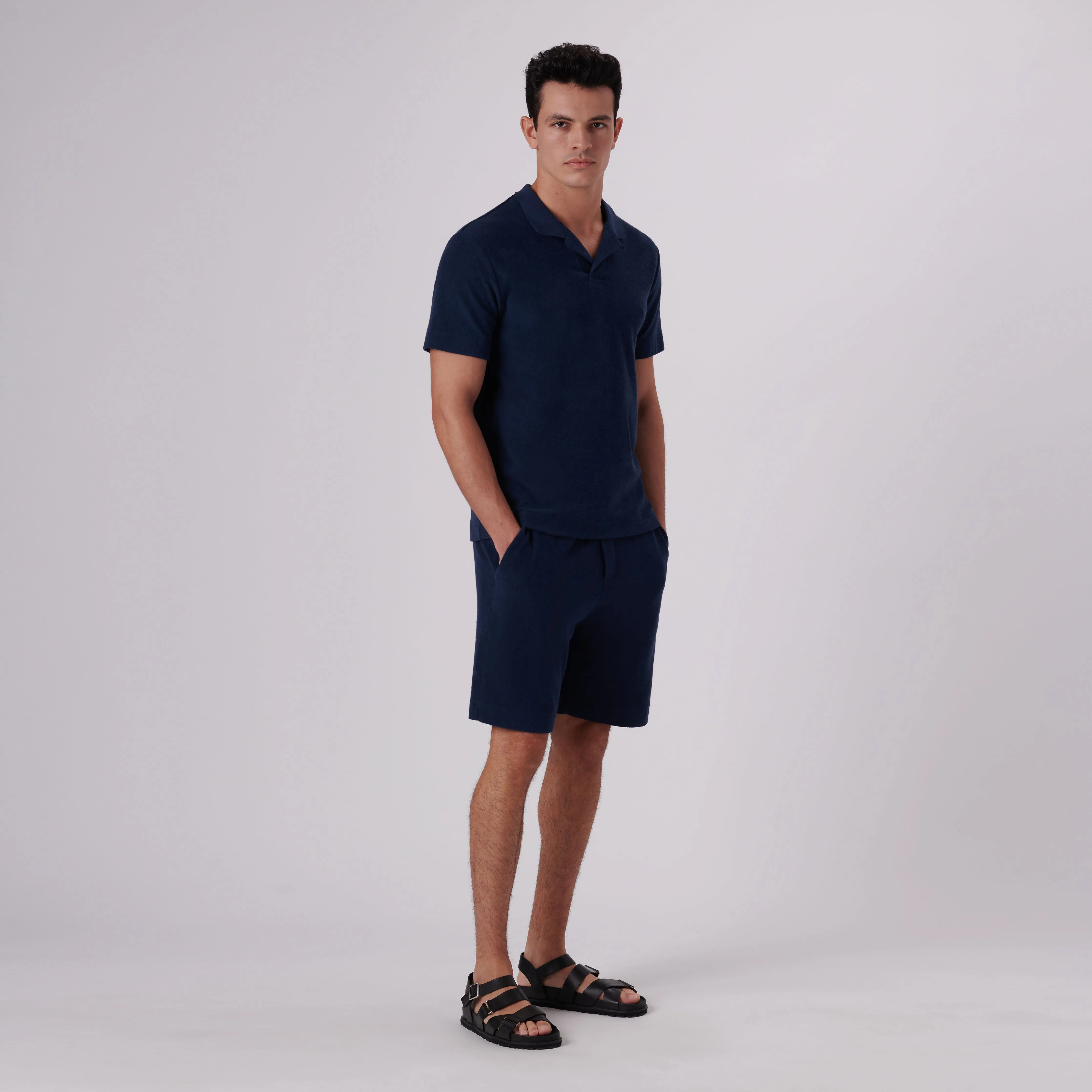 Towelling French Terry Johnny Collar Polo sold by Bugatchi product image thumbnail 5