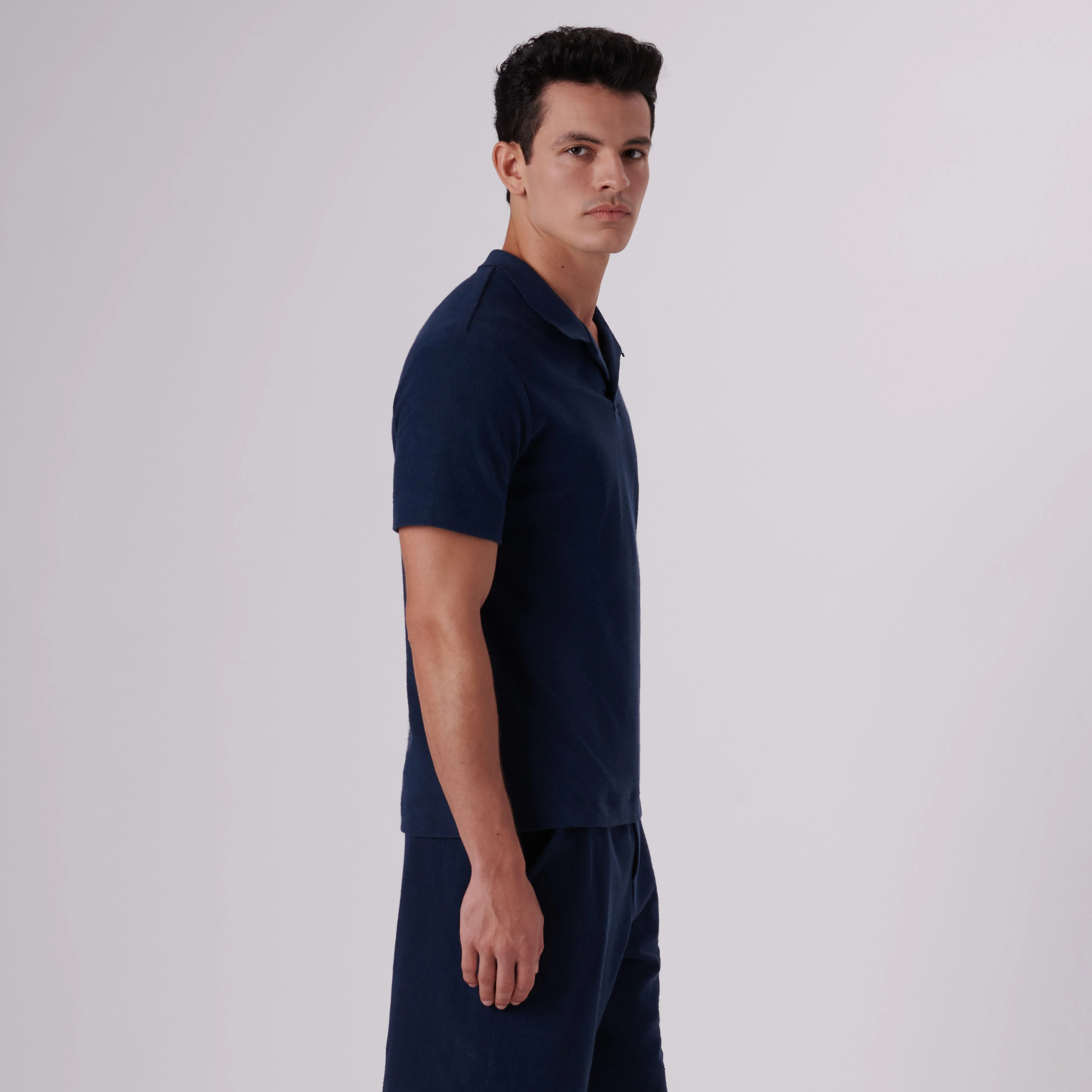 Towelling French Terry Johnny Collar Polo sold by Bugatchi product image thumbnail 3