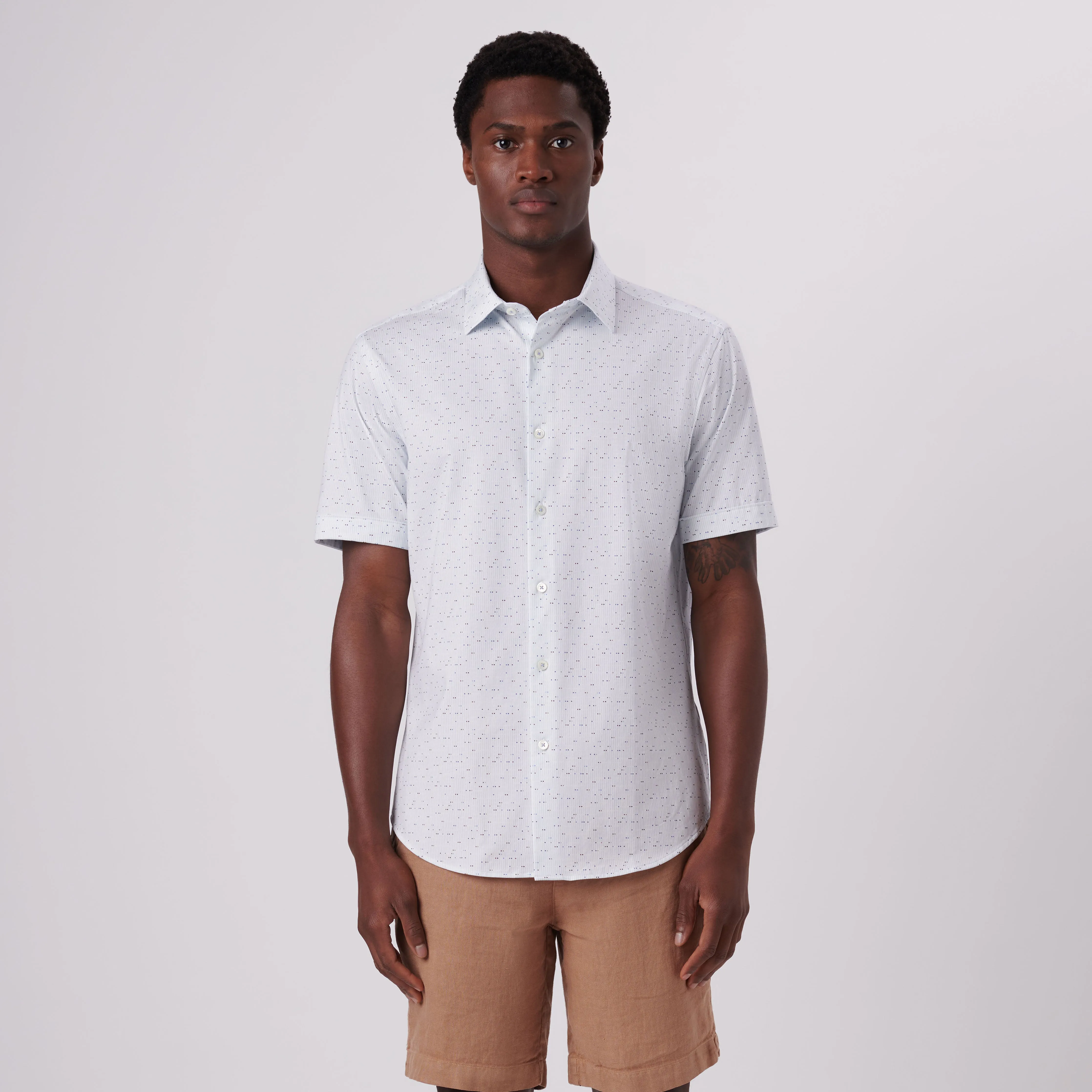 Miles Geometric Print OoohCotton Short Sleeve Shirt sold by Bugatchi product image thumbnail 2