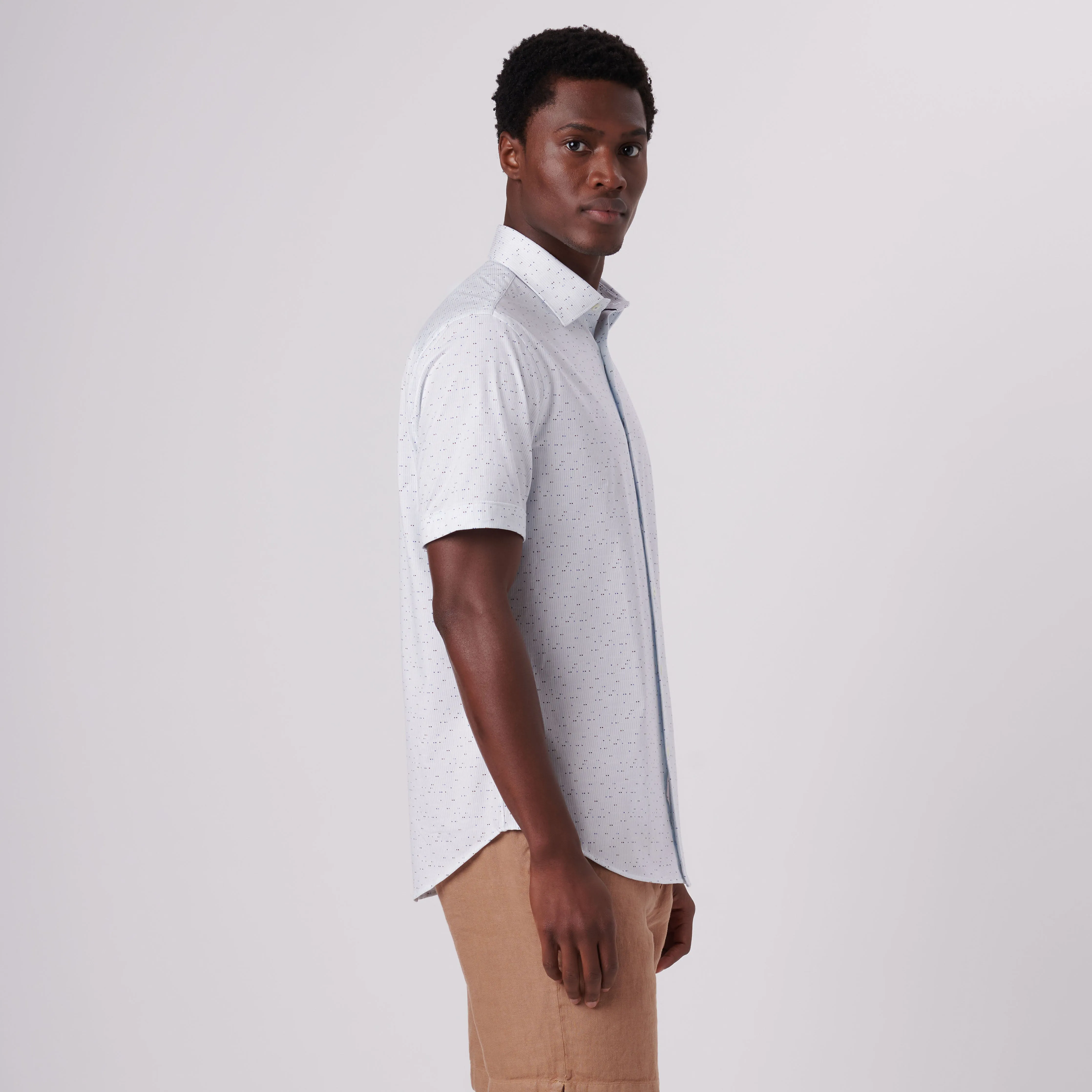 Miles Geometric Print OoohCotton Short Sleeve Shirt sold by Bugatchi product image thumbnail 3