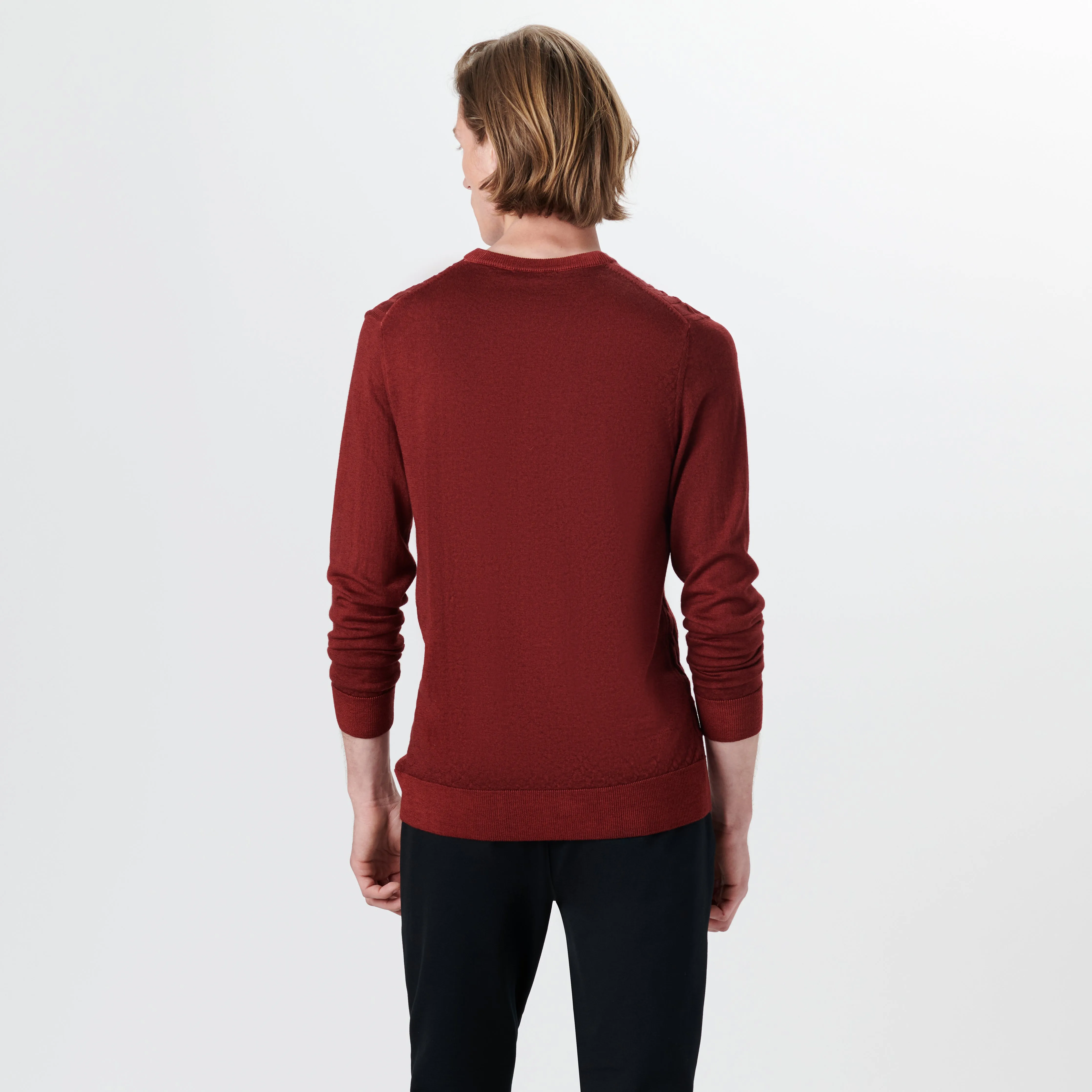 Super Merino V-Neck Cable Sweater sold by Bugatchi product image thumbnail 4