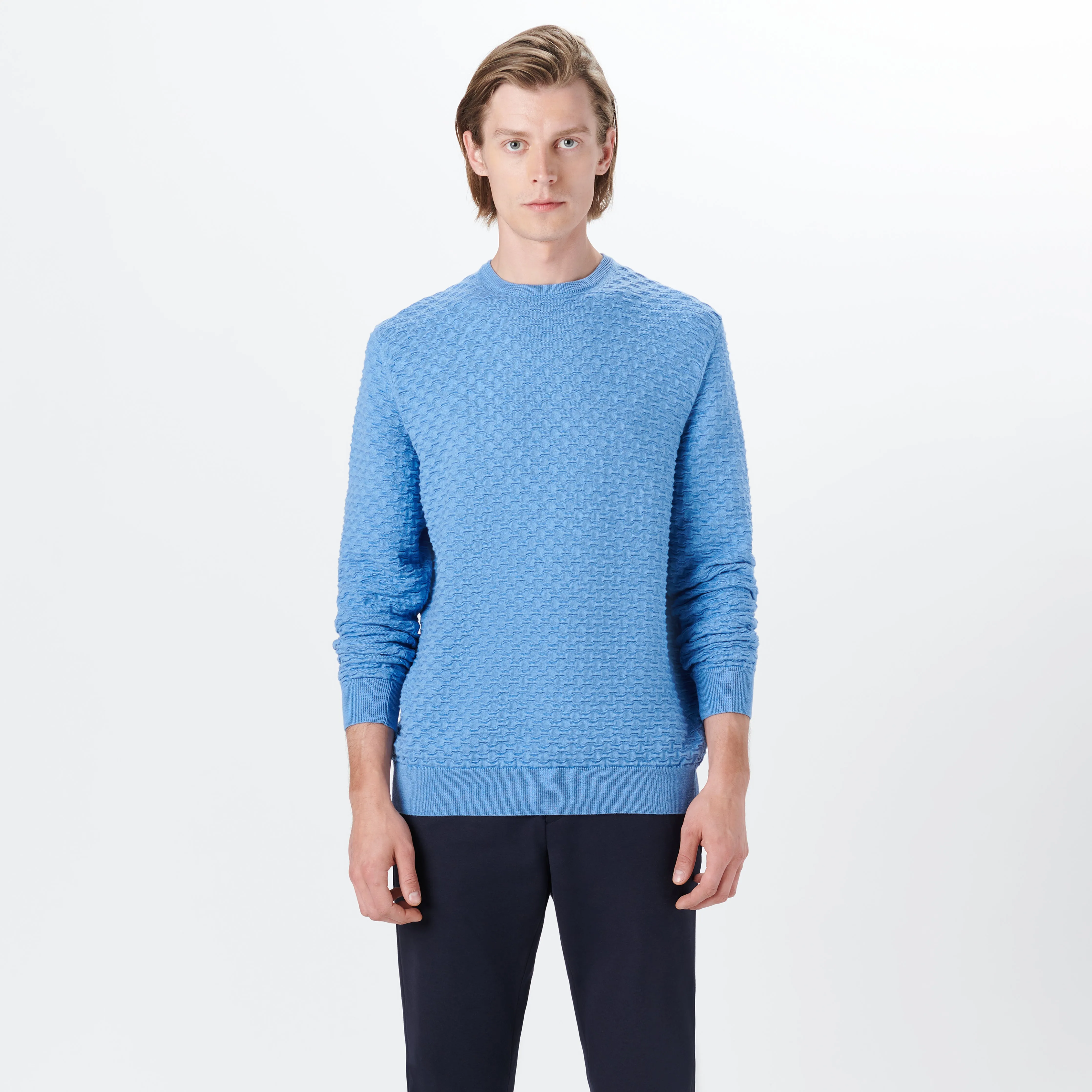 Crew Neck Jacquard Wave Sweater sold by Bugatchi product image thumbnail 2