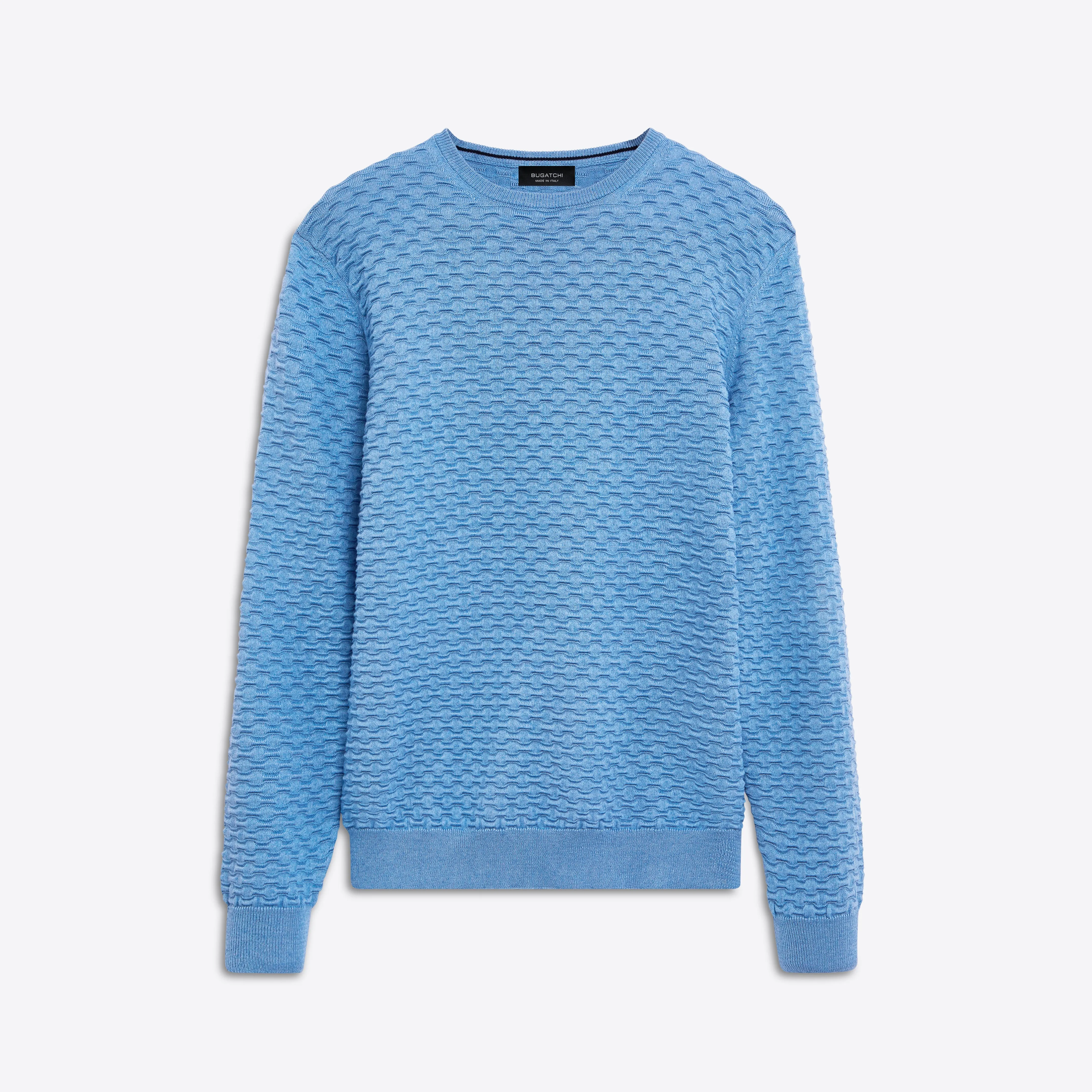Crew Neck Jacquard Wave Sweater sold by Bugatchi