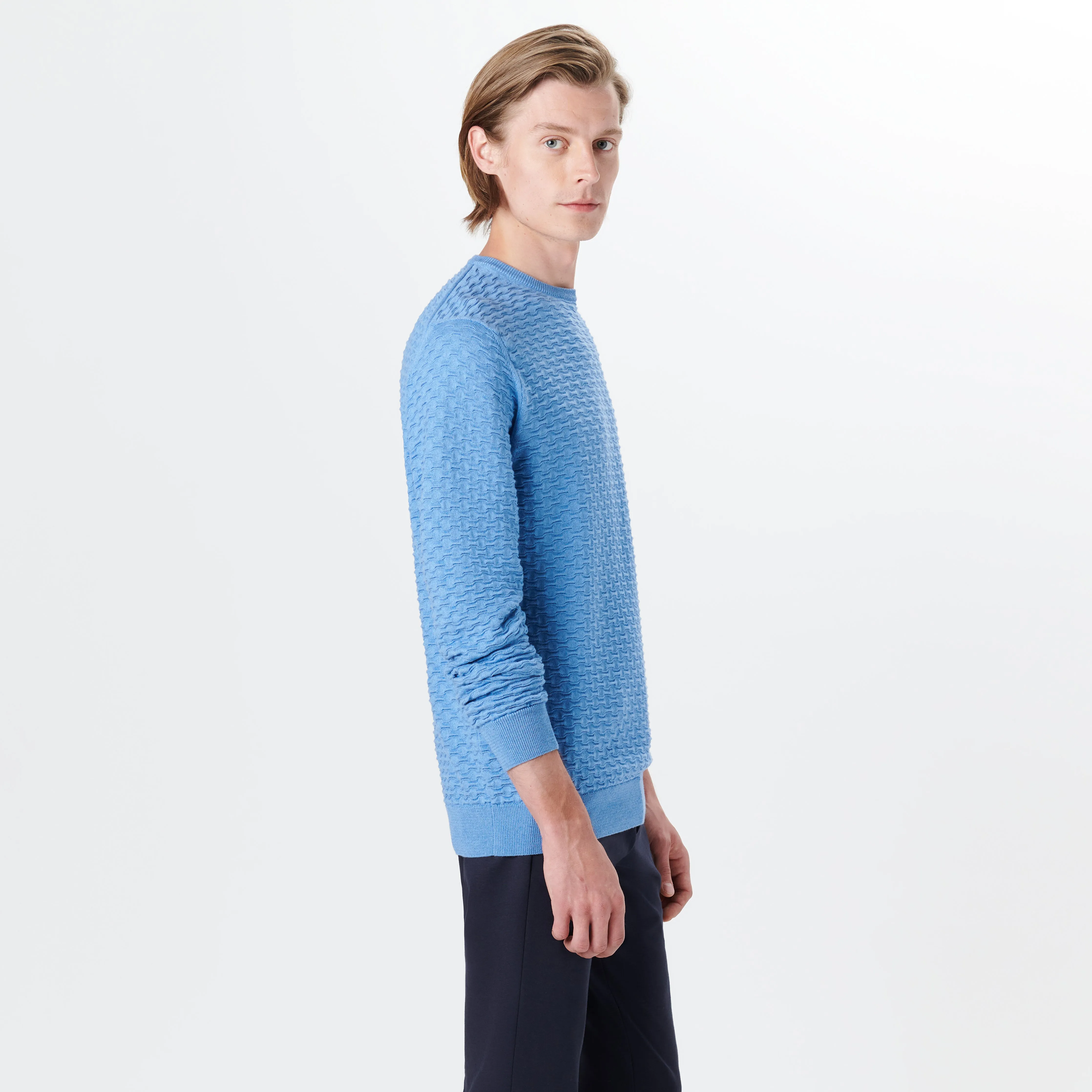 Crew Neck Jacquard Wave Sweater sold by Bugatchi product image thumbnail 3