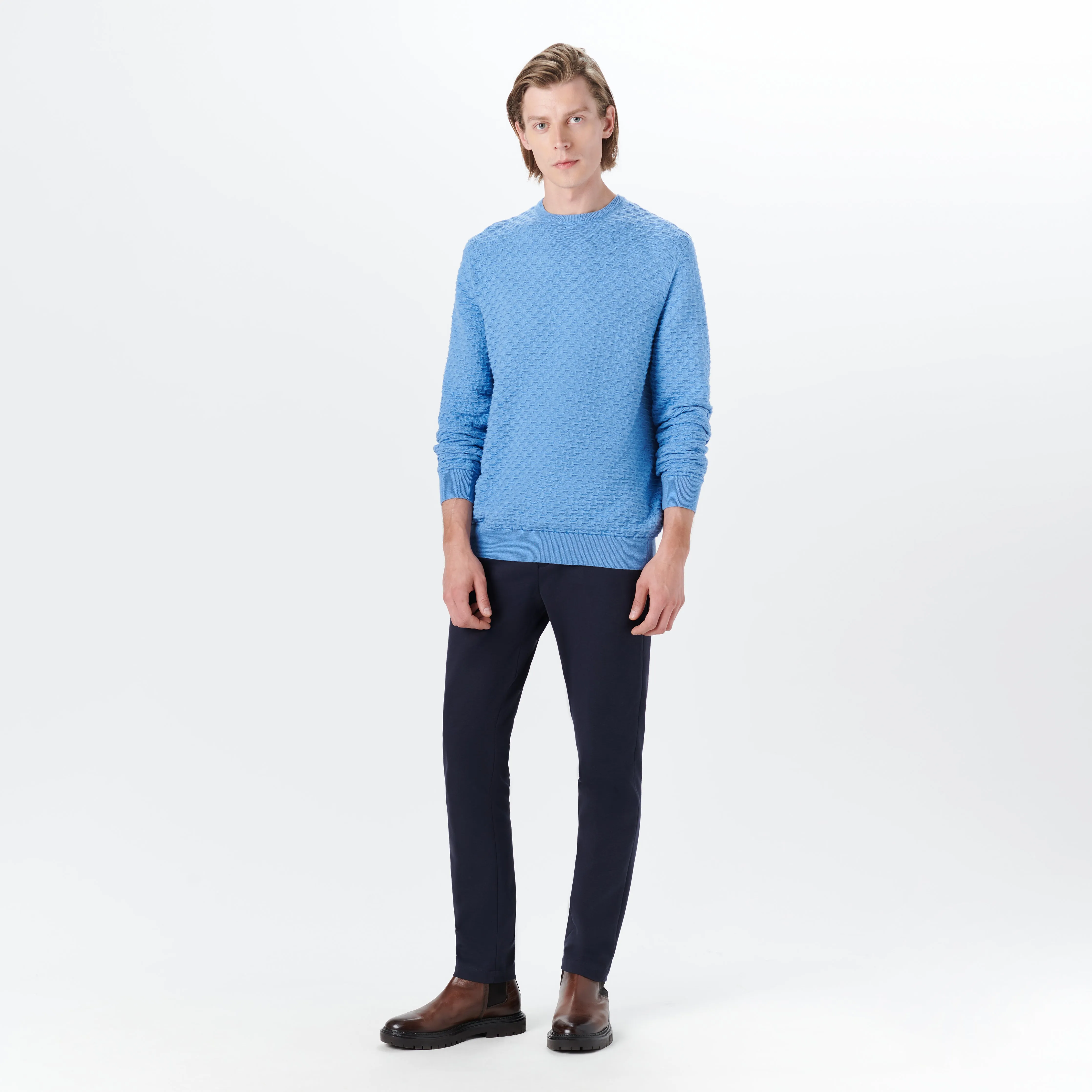 Crew Neck Jacquard Wave Sweater sold by Bugatchi product image thumbnail 5