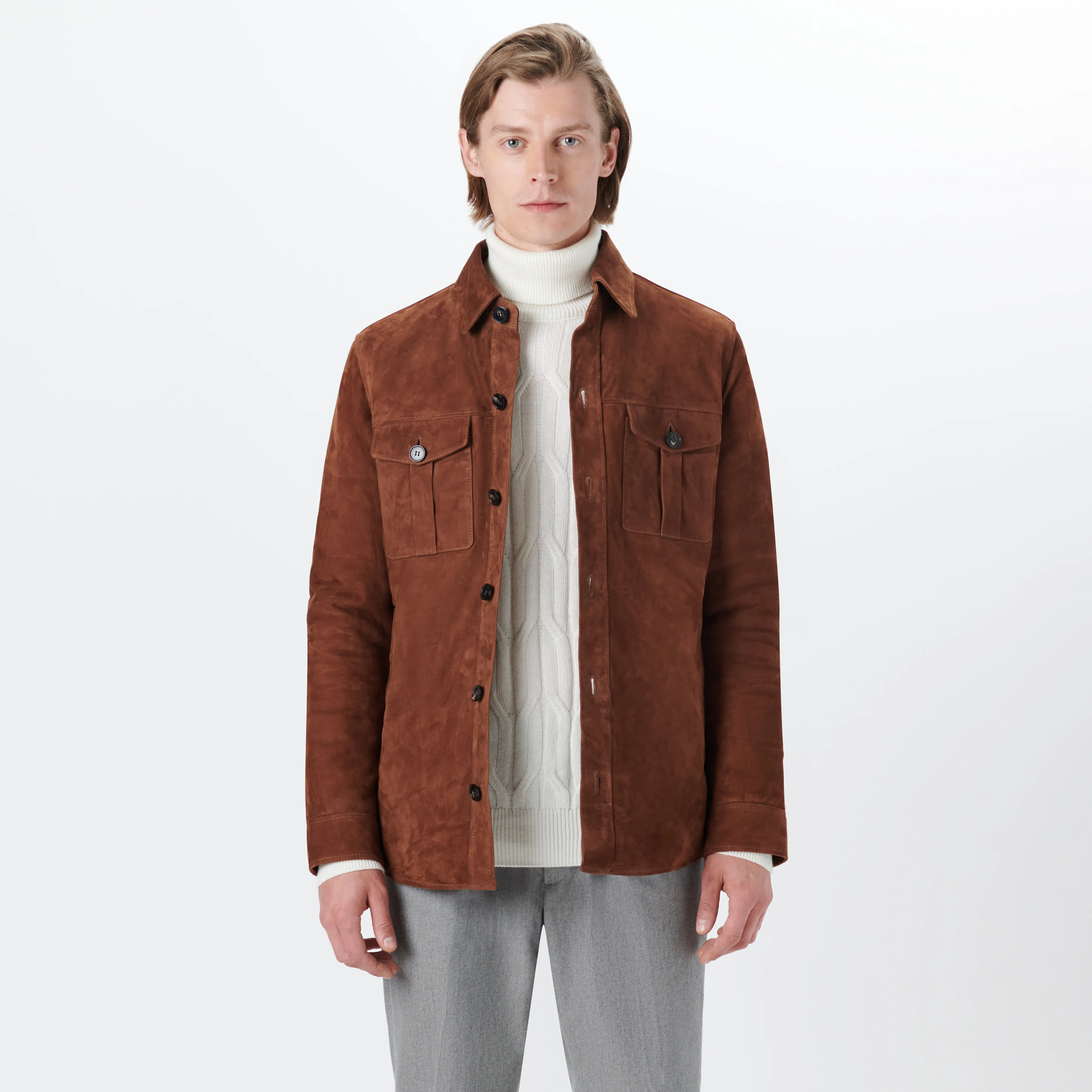 Suede Shirt Jacket sold by Bugatchi product image thumbnail 2
