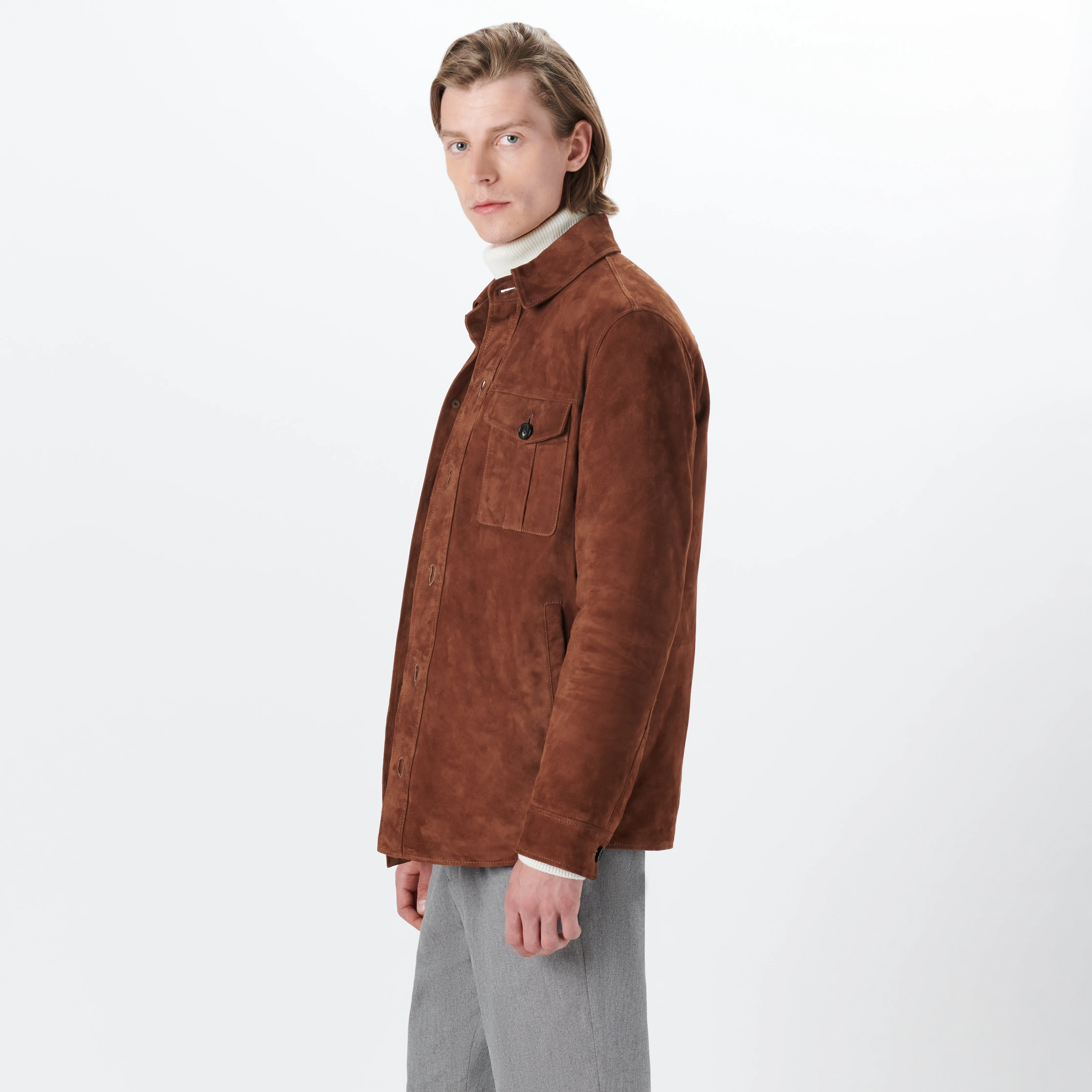 Suede Shirt Jacket sold by Bugatchi product image thumbnail 3